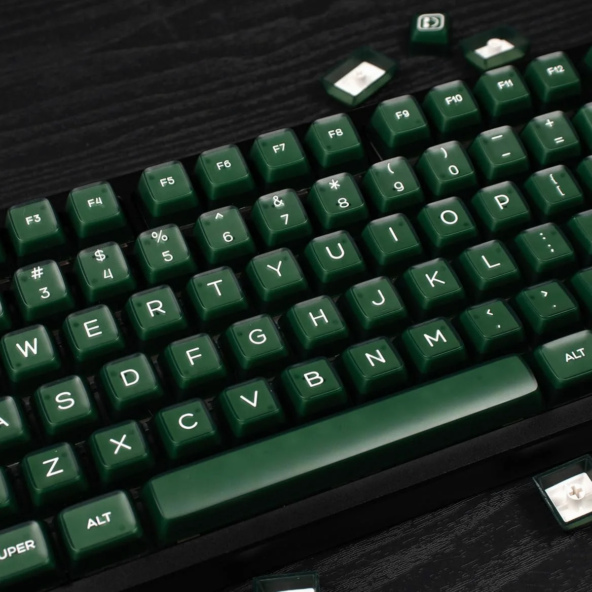 Set di 142 copritasti PBT SA a doppia iniezione, set di copritasti adatto per tastiera meccanica 61/64/87/104/108 Cherry Mx Switch ISO ANSI, colore: verde traslucido