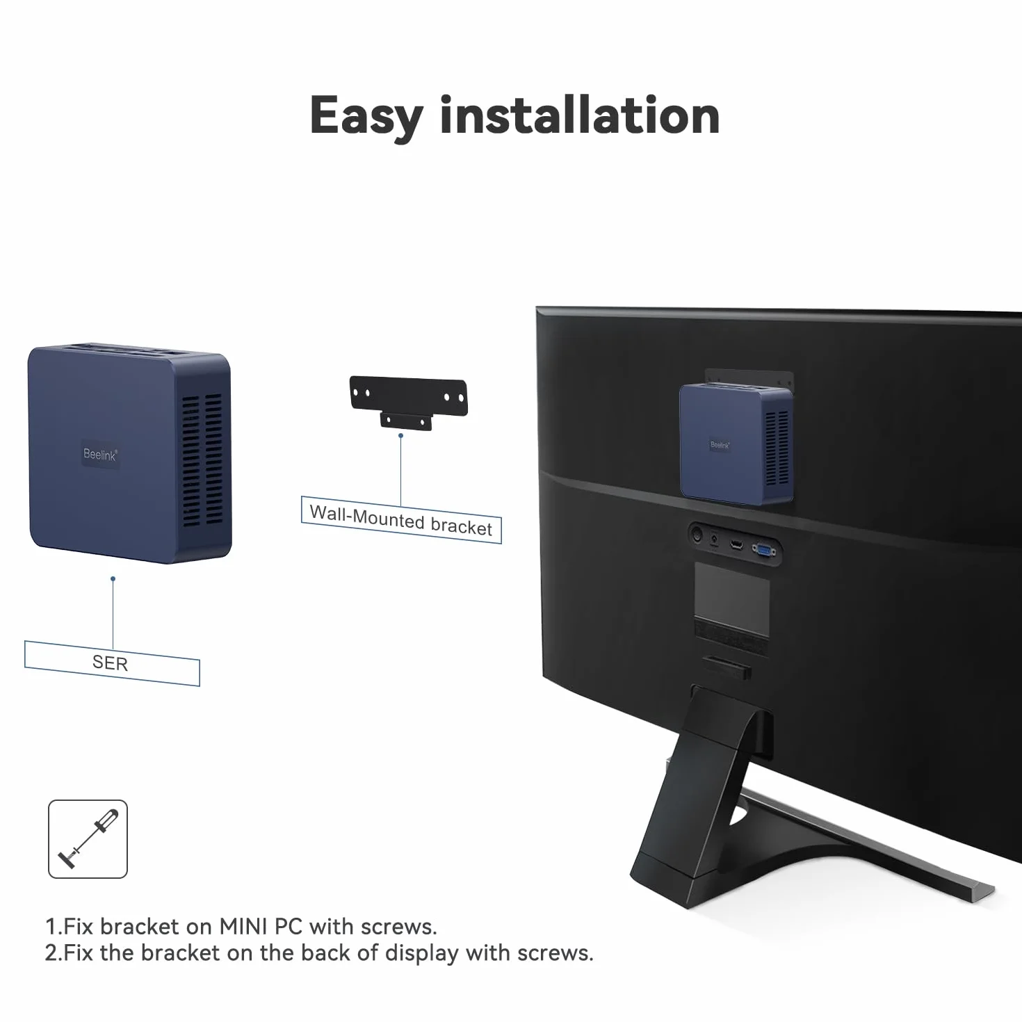 Beelink SER3 Mini PC Windows 11 Pro, AMD Ryzen 3 3200U 16GB DDR4 RAM 500GB NVMe SSD, Dual HDMI, USB3.0, WiFi 5, BT5.0, 1000M LAN