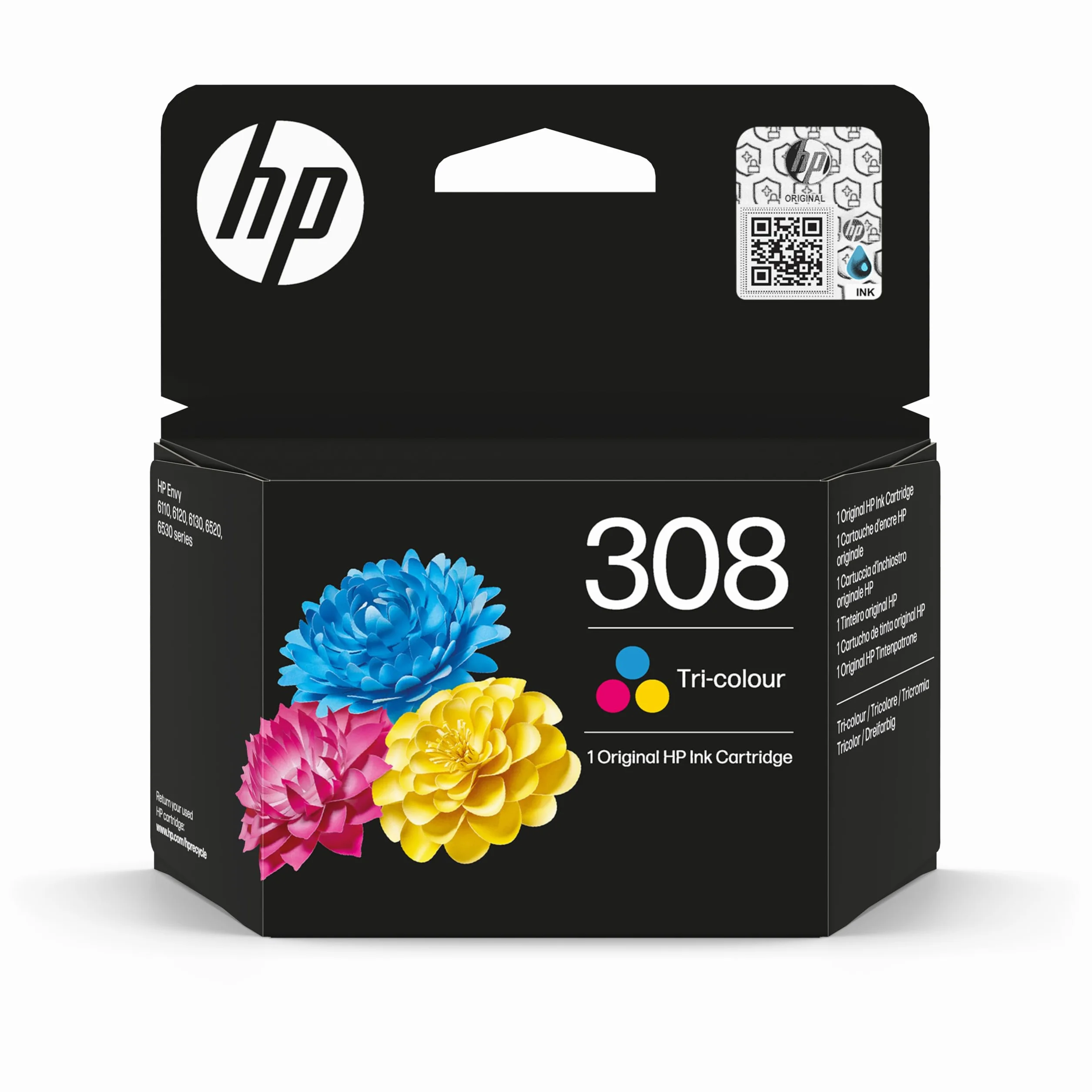 HP 308 Tricromia, 7FP20UE, Cartuccia Originale da 120 Pagine, Compatibile con Stampanti Envy 6110e, 6120e, 6122e, 6130e, 6132e, 6520e, 6530e, 6532e