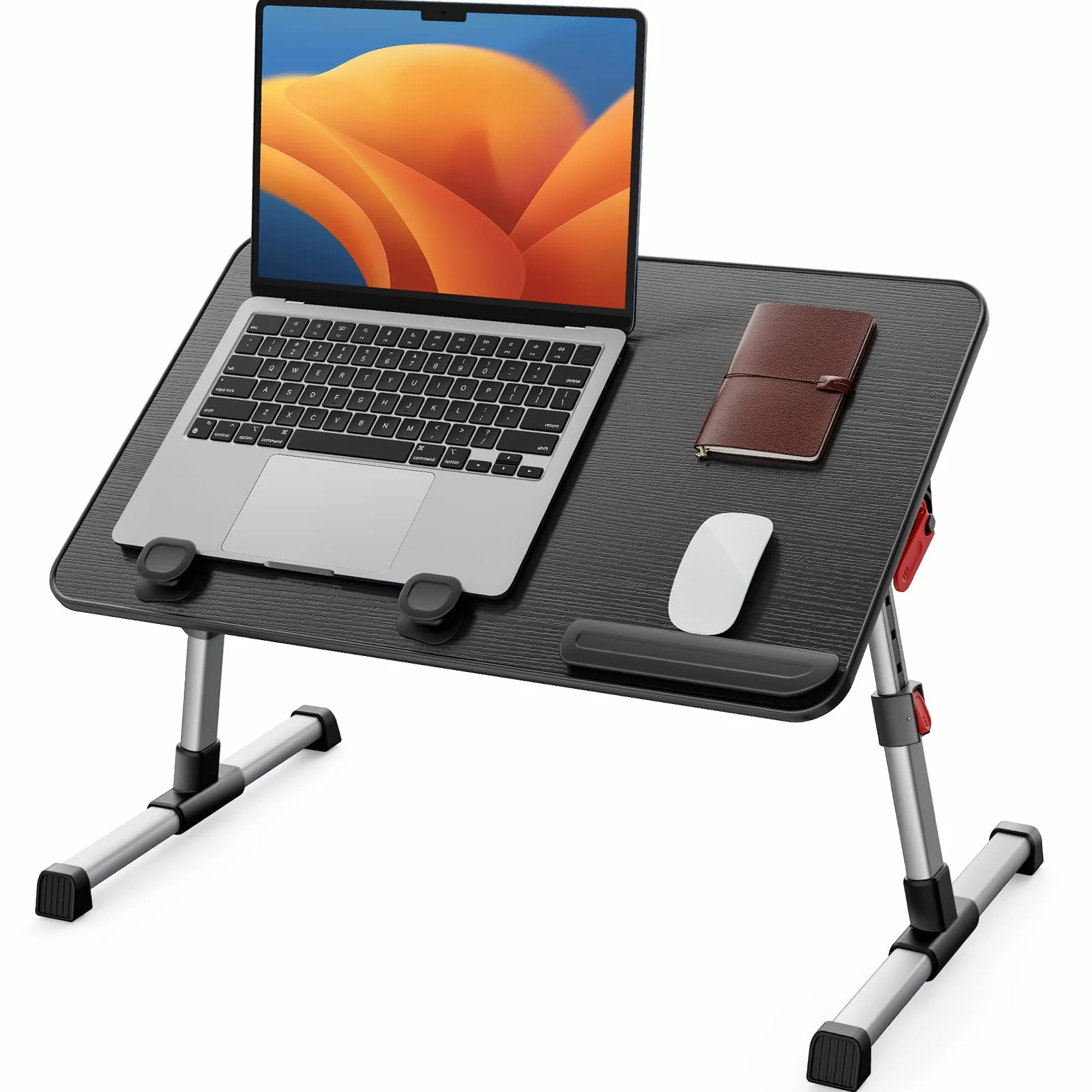 Tavolo, SAIJI Tavolino da letto, Regolabile in altezza, con 4 angolazioni regolabili, lapdesk pieghevole, per divano divano pavimento lavoro studio lettura scrittura mangiare (60 * 33 cm nero)