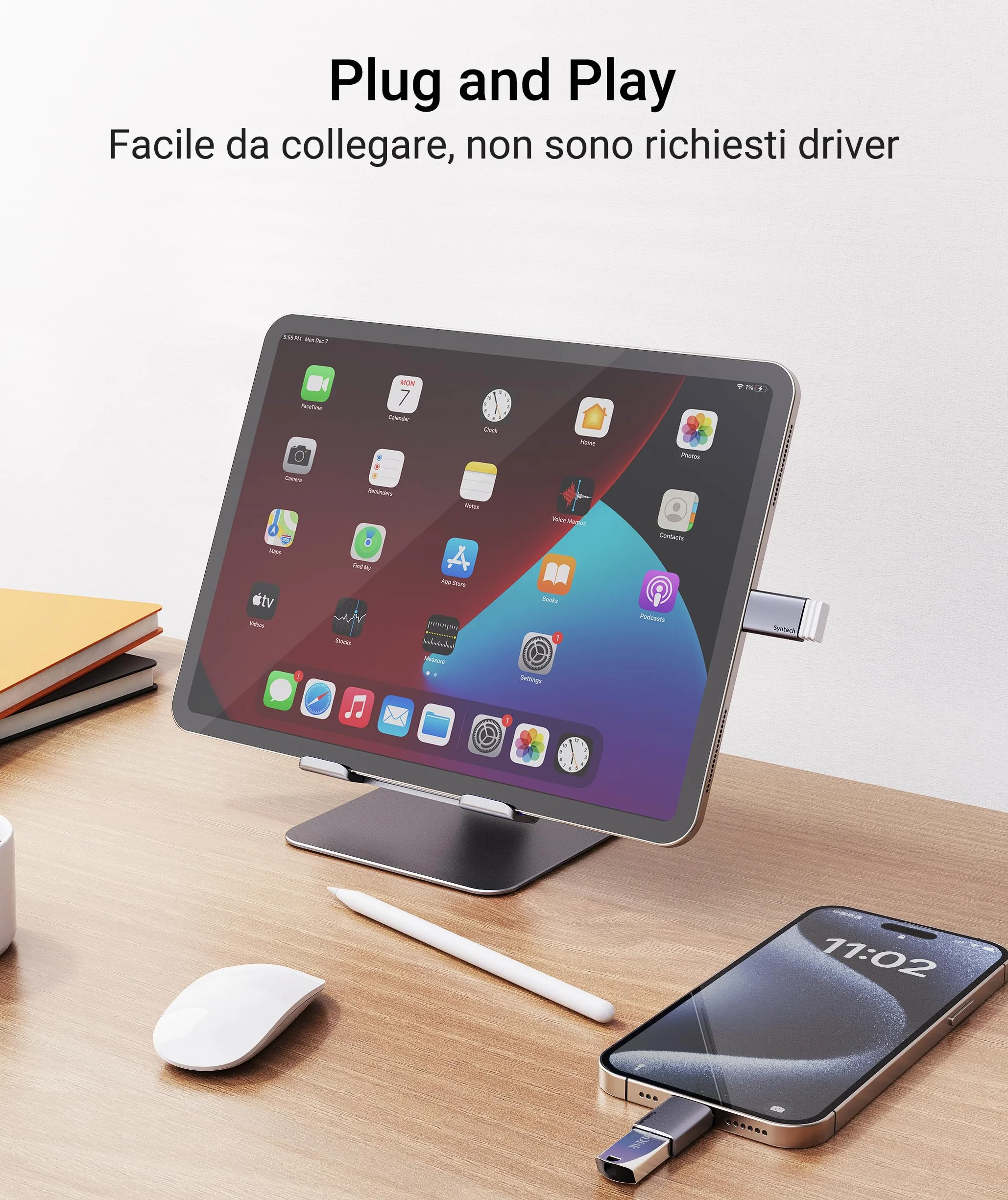 Syntech Adattatore USB C a USB (2 Pezzi), USB3.2 Gen 2 da 10 Gbps, Adattatore Type C Maschio a A 3.2 Femmina Compatibile con iPhone 17e 17 Pro Max/iPad/iMac/MacBook Pro e Dispositivi Thunderbolt 5/4
