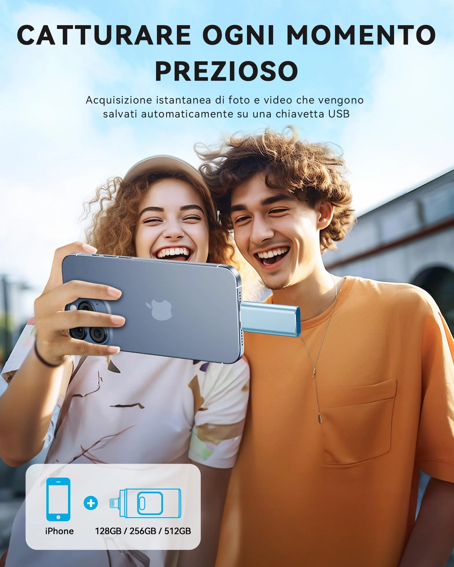 ROSPE Chiavetta USB 256GB per iPhone Certificata MFi – Memoria Esterna Lightning USB 3.0