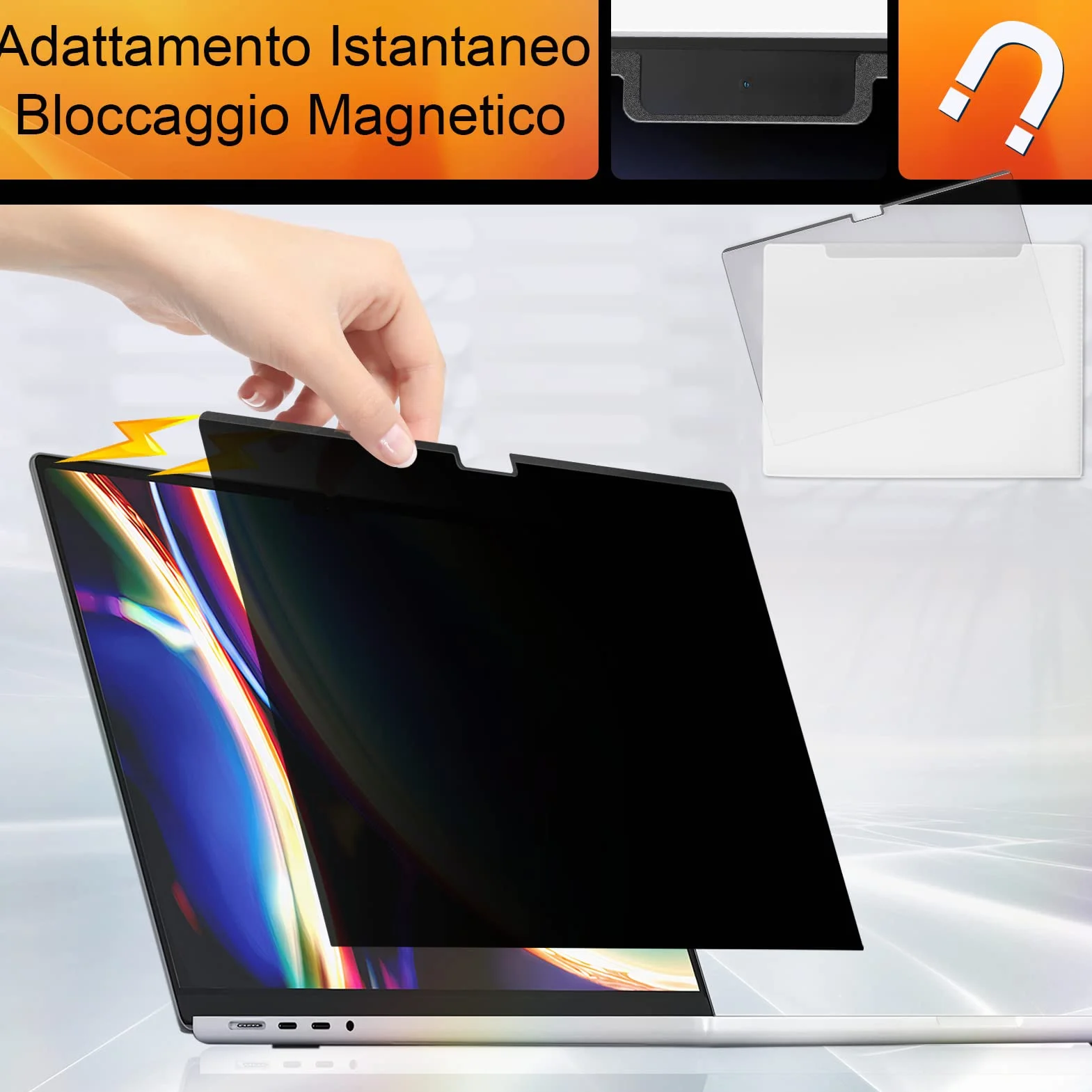 Filtro Privacy MacBook Magnetico Compatibile con MacBook Pro 13 Pollici(2016-2022, M1, M2) e MacBook Air 13 Pollici(2018-2021, M1), Anti Luce Blu Pellicola Protezione Della Privacy Filter Portatile