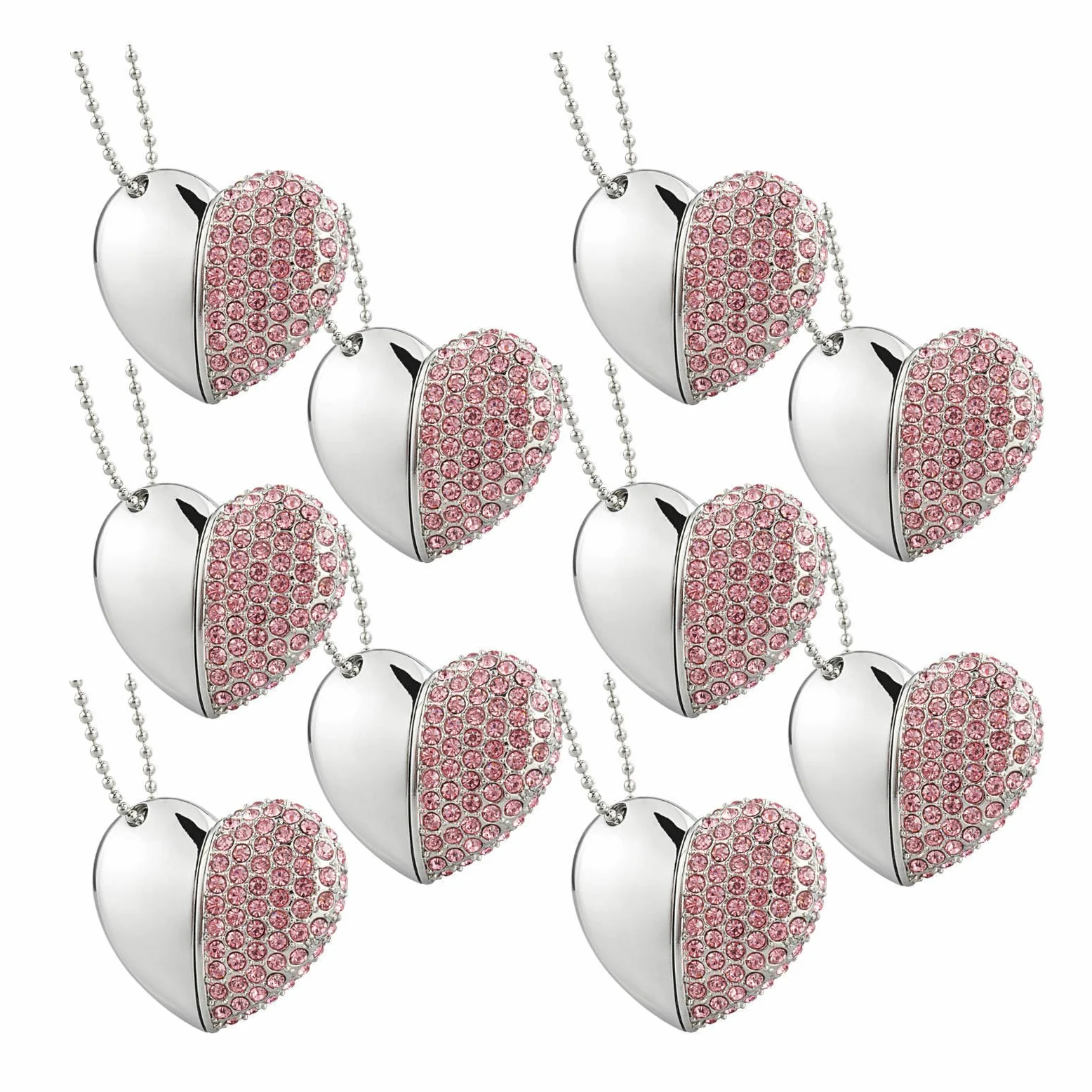 A Plus 10 Pezzi 8GB Chiavetta Memoria USB 2.0 Pen Drive Metal Heart Rosa