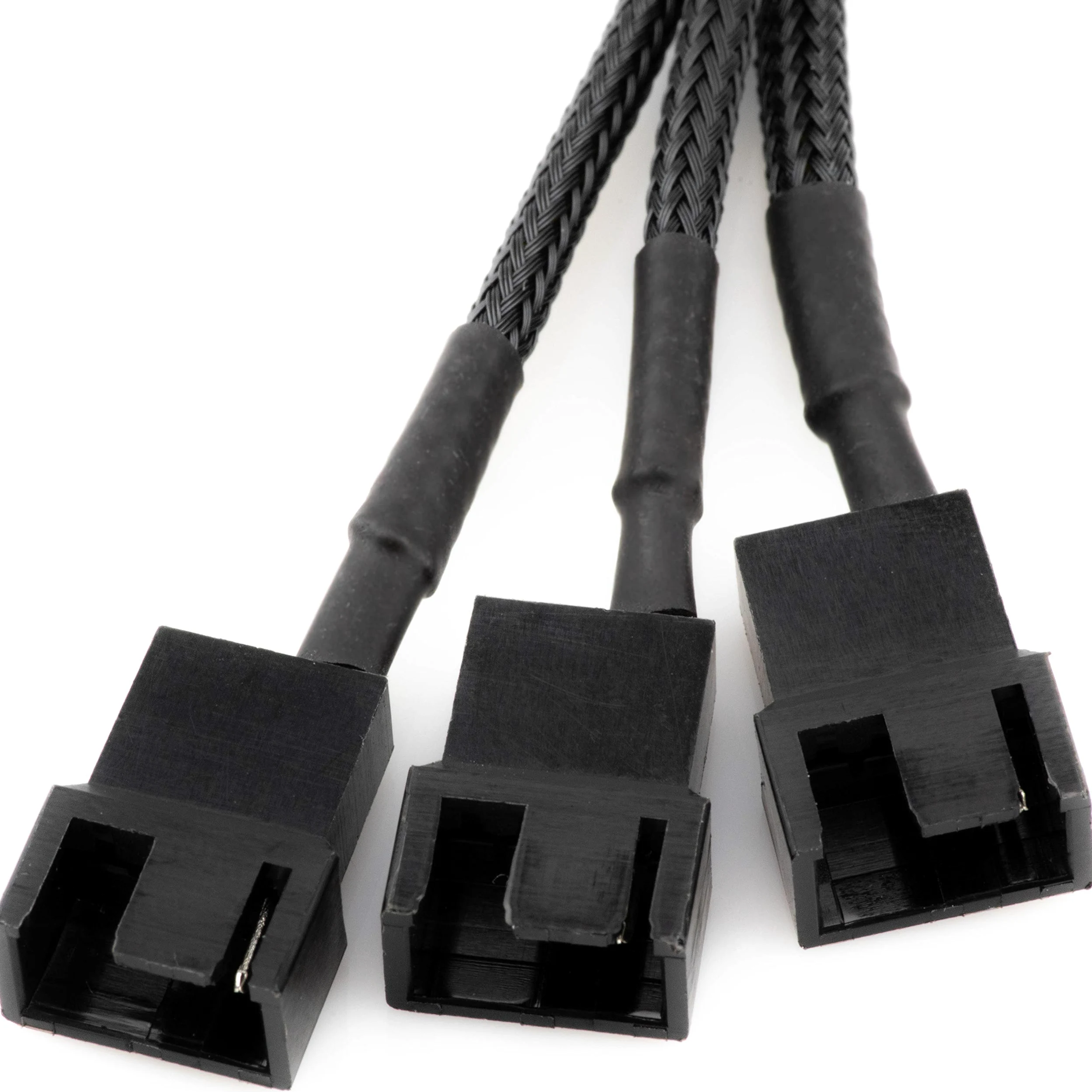 CRJ - Cavo adattatore di alimentazione per ventola SATA a 3 PC, 15 pin, 30 cm, con guaina nera, alimenta fino a tre ventole di raffreddamento per computer a 3 e 4 pin da un connettore di alimentazione