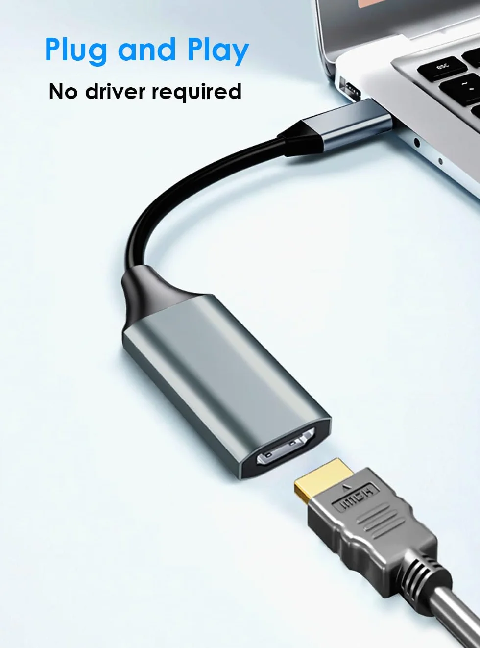 Mepsies Adattatore USB C a HDMI 4K, Convertitore USB Type-C a HDMI Compatibile con iPhone 17/16/15, Galaxy S25 S24 S23 A56 A16 A36, MacBook Pro/Air, Dell, Surface e Altri