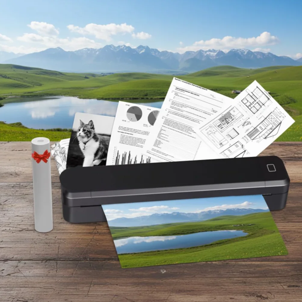 MARKLIFE Stampante portatile A4 termica wireless bluetooth a Zero Inchiostro per stampa documenti, foto e template tatuaggi. Carta bianca e carta tatuaggi inclusa in confezione