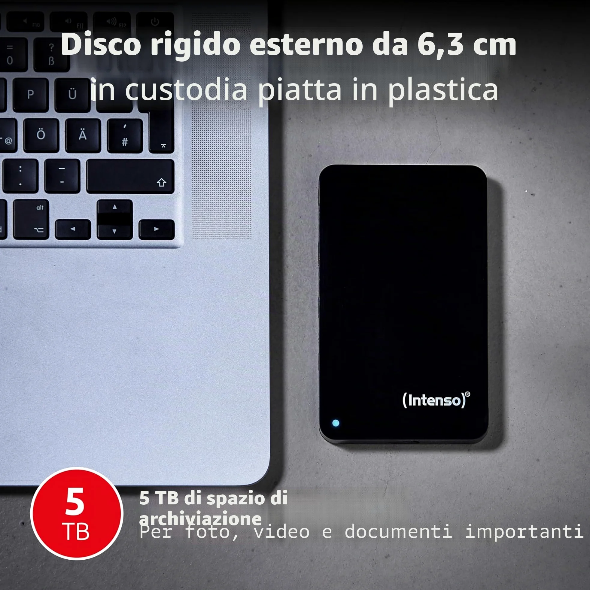 Intenso 6021513 Memory Case - Hard Drive portatile 5 TB, 2.5", USB 3.0, 5400 RPM, 8 MB di cache, nero