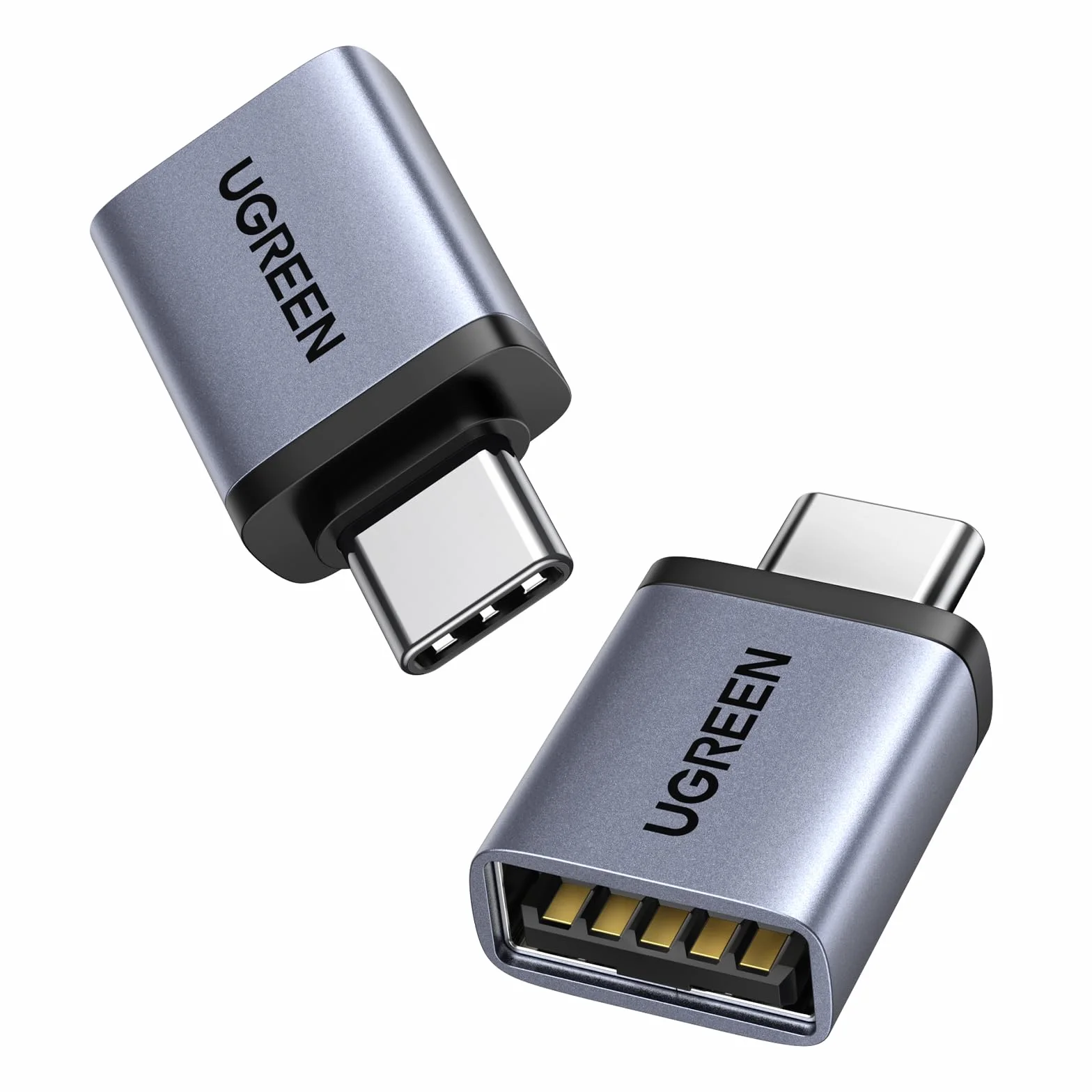 UGREEN Adattatore USB a Tipo C 3.0 2 Pezzi OTG Maschio a Femmina Compatibile con iPhone 17 Pro Max MacBook Air iPad Redmi Galaxy S24 S23 Note 20 (Gray)