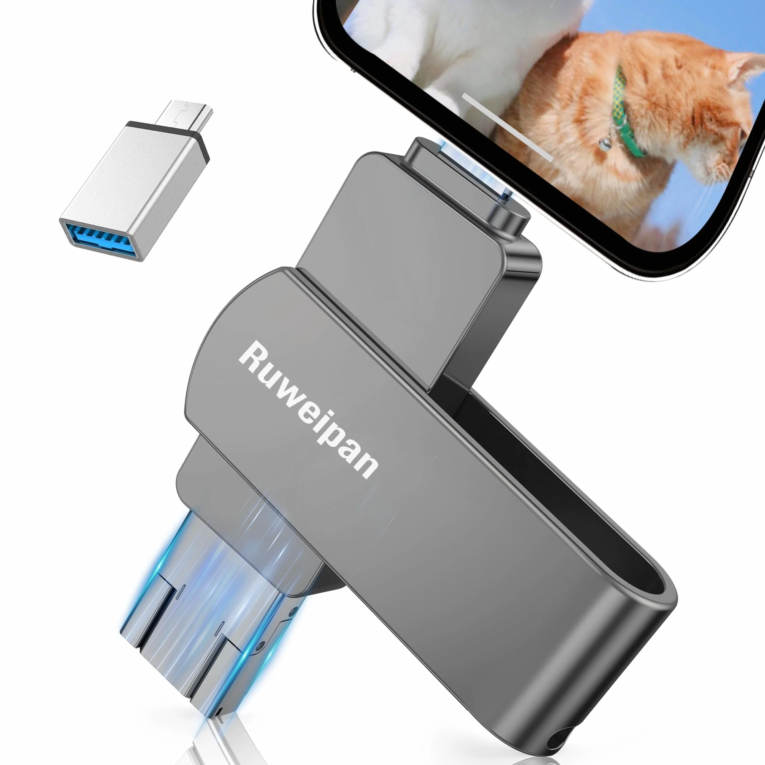 Ruweipan 512GB Pendrive USB C 4 in 1 Memoria Esterna USB 3.0 Chiavetta OTG per Android Smartphone PC Nero
