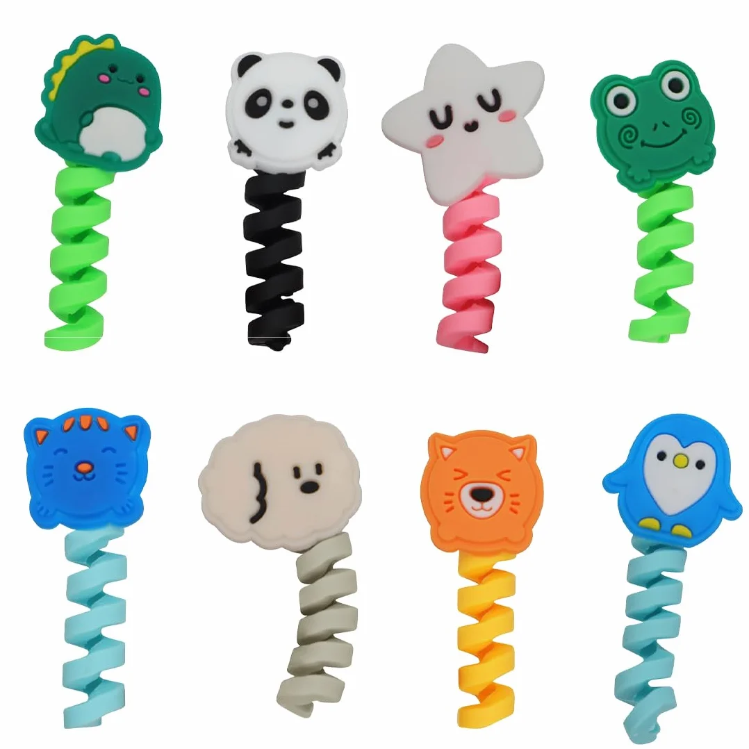 Set di 8 Proteggi Cavo Cellulare,Immagine di Animali, Protezione per Cavo di Ricarica USB, Compatibile con iPhone/Android