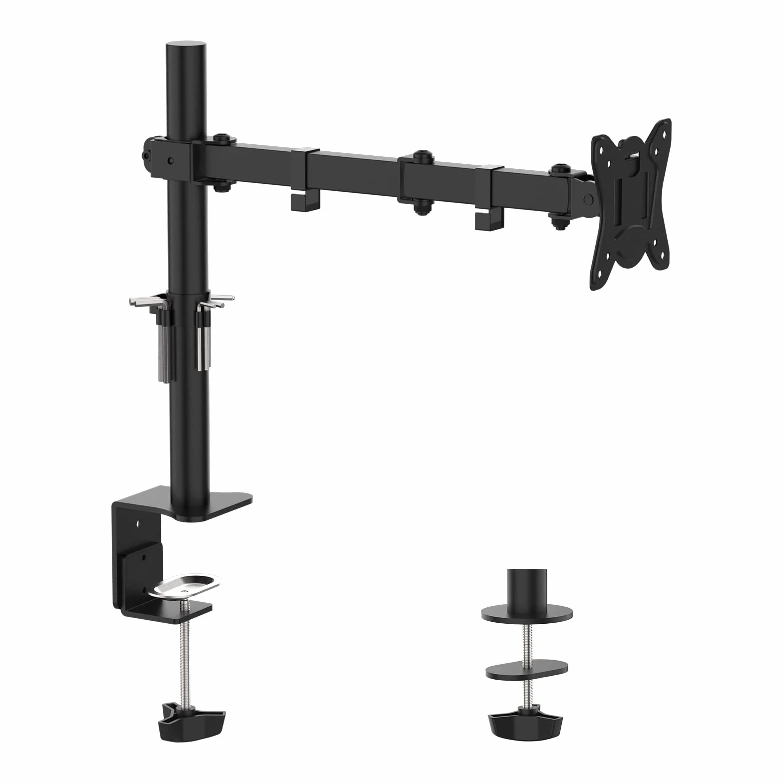 GRIFEMA GB2001-1 Braccio per Monitor Singolo, Supporto Regolabile in Altezza per Schermi LED LCD da 13" - 32", Rotazione a 360°,Dimensioni VESA 75/100, capacità di Peso Fino a 10 kg, Nero