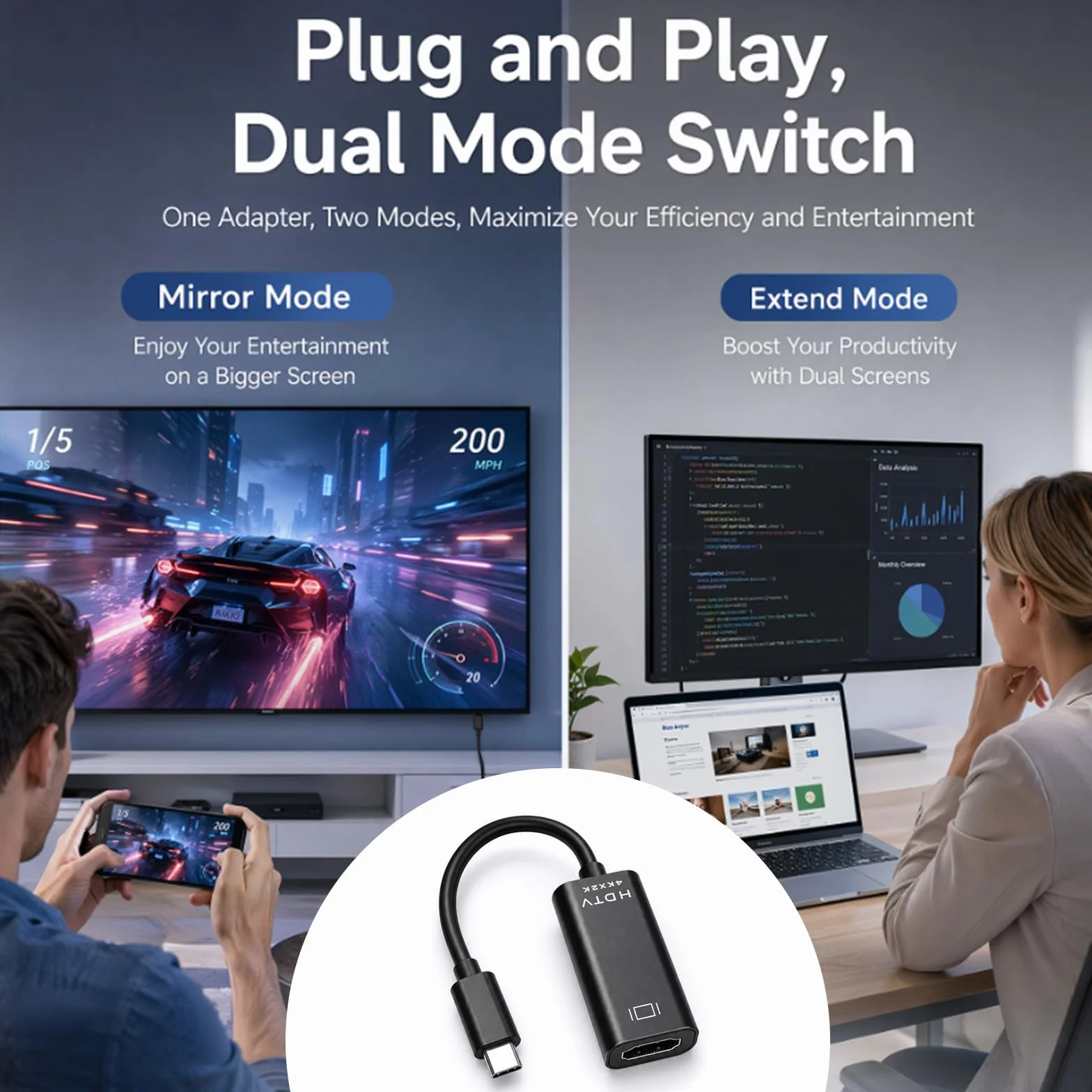 Adattatore USB C HDMI, 4K@30Hz Type c to HDMI, Compatibile con Desktop, Smartphone, Laptop, Tablet, iPhone 16Pro/16Pro Max/16/15, Samsung Galaxy S/Note, Dell XPS Windows, iOS, Android