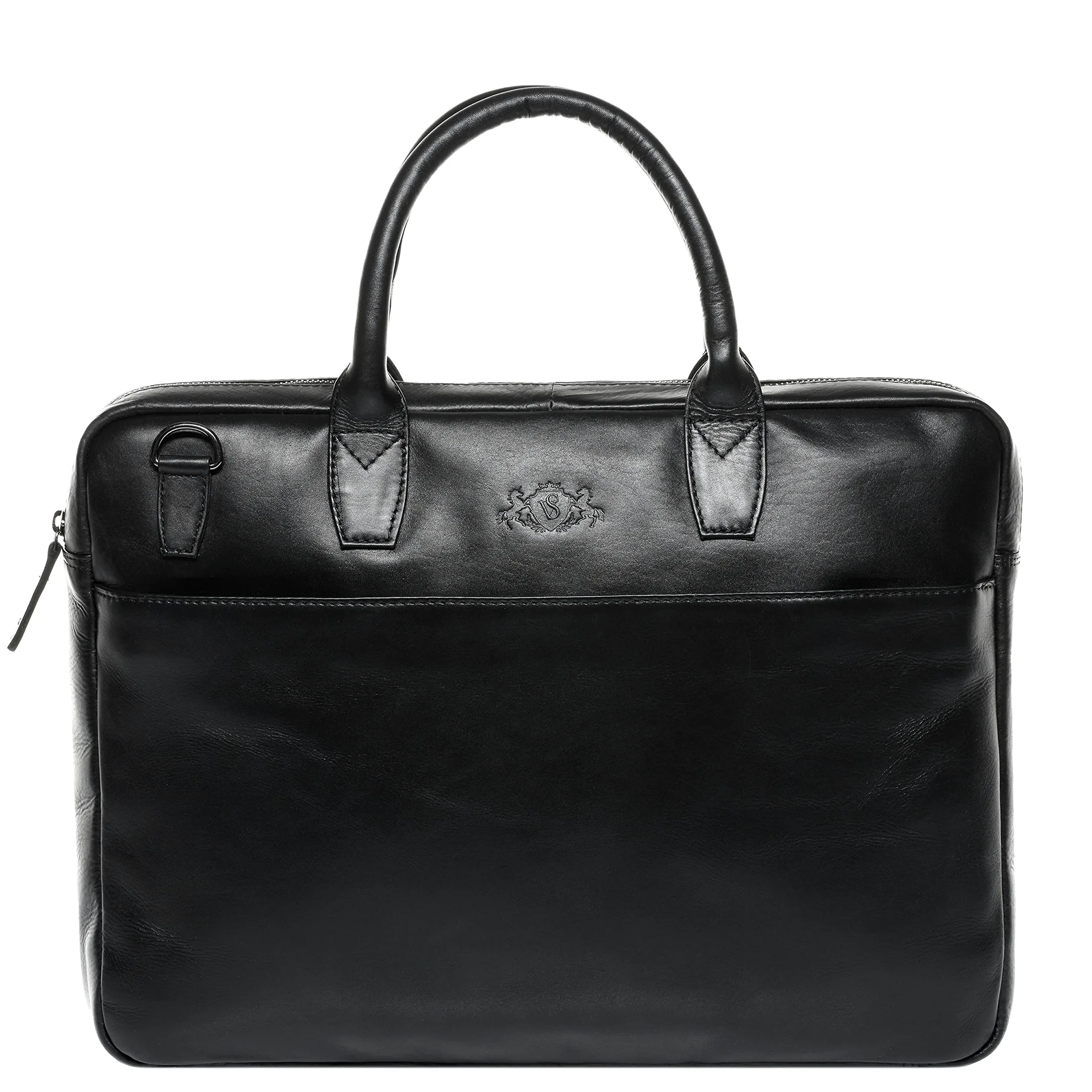 SID & VAIN® Borsa tracolla porta pc vera pelle BOSTON grande cartella laptop computer portatile Messenger porta-documenti Business uomo donna nero prodotto artigianale