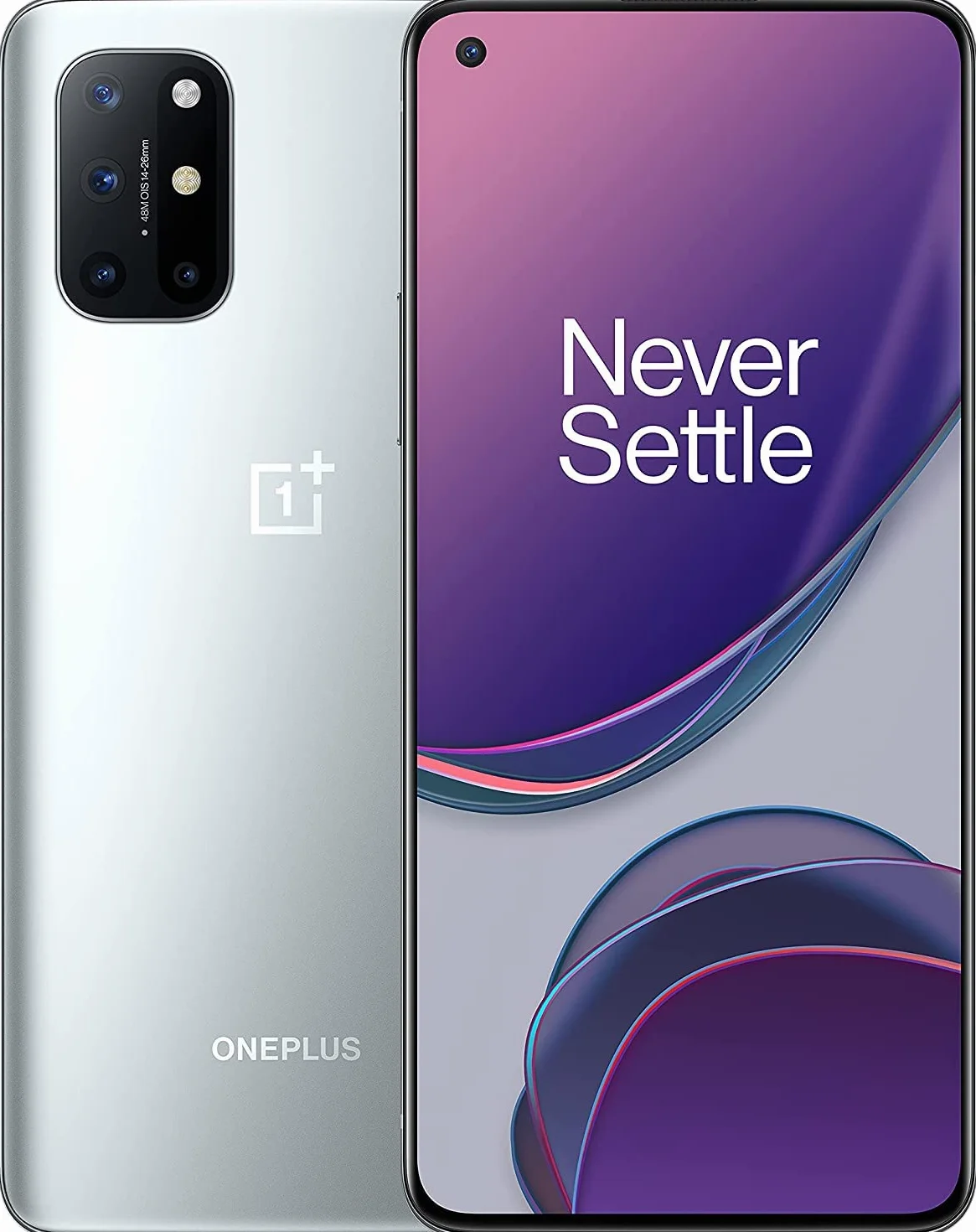 OnePlus 8T Smartphone 6.55" 120 Hz FHD+ Fluido, 8 GB RAM + 128 GB Archiviazione, Quad Camera, 65 W Warp Charge, Dual SIM, 5G, Argento (Lunar Silver) (Ricondizionato)