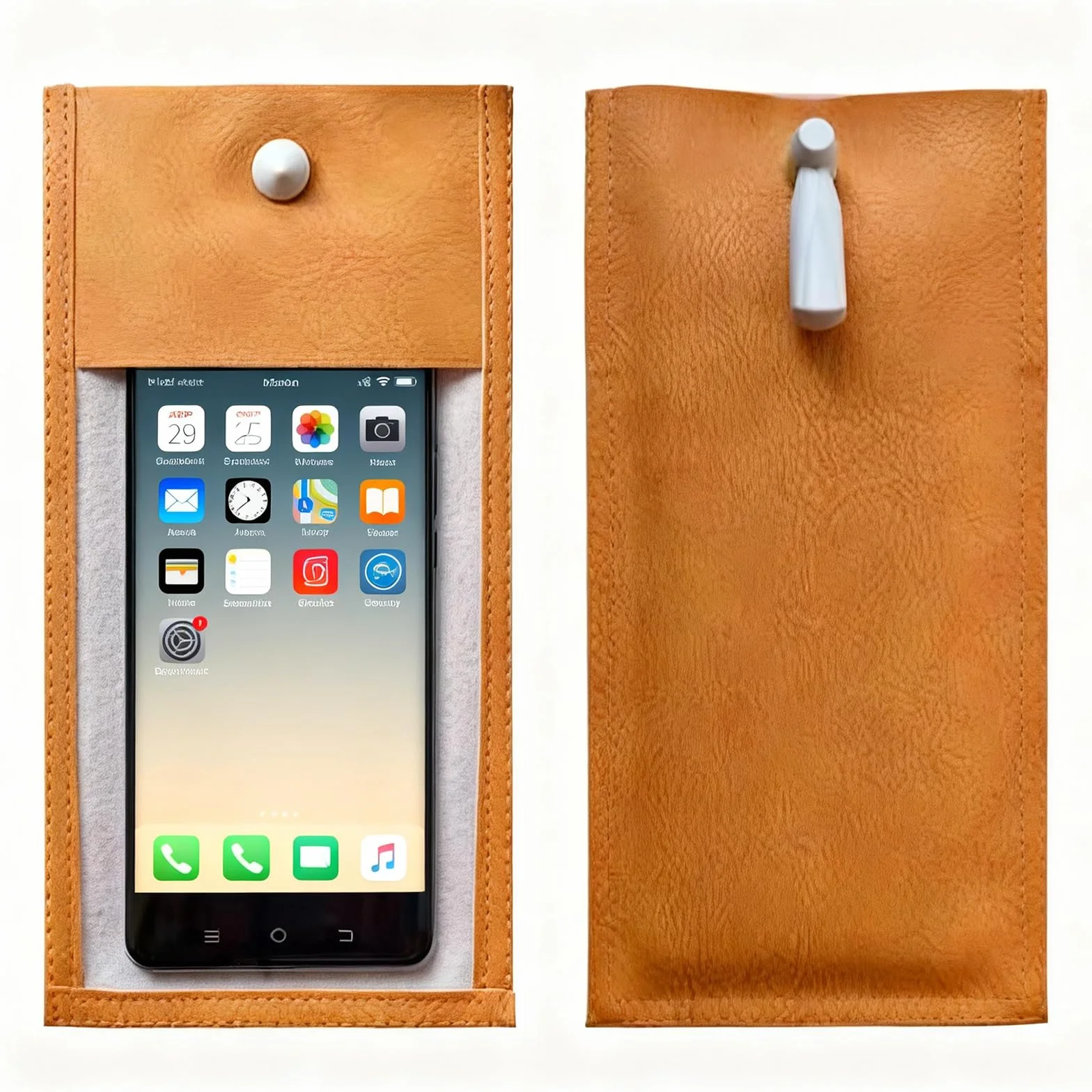 Custodia in pelle PU anti fotocamera per telefono marrone 50 pezzi con serrature strumento 17,5 cm