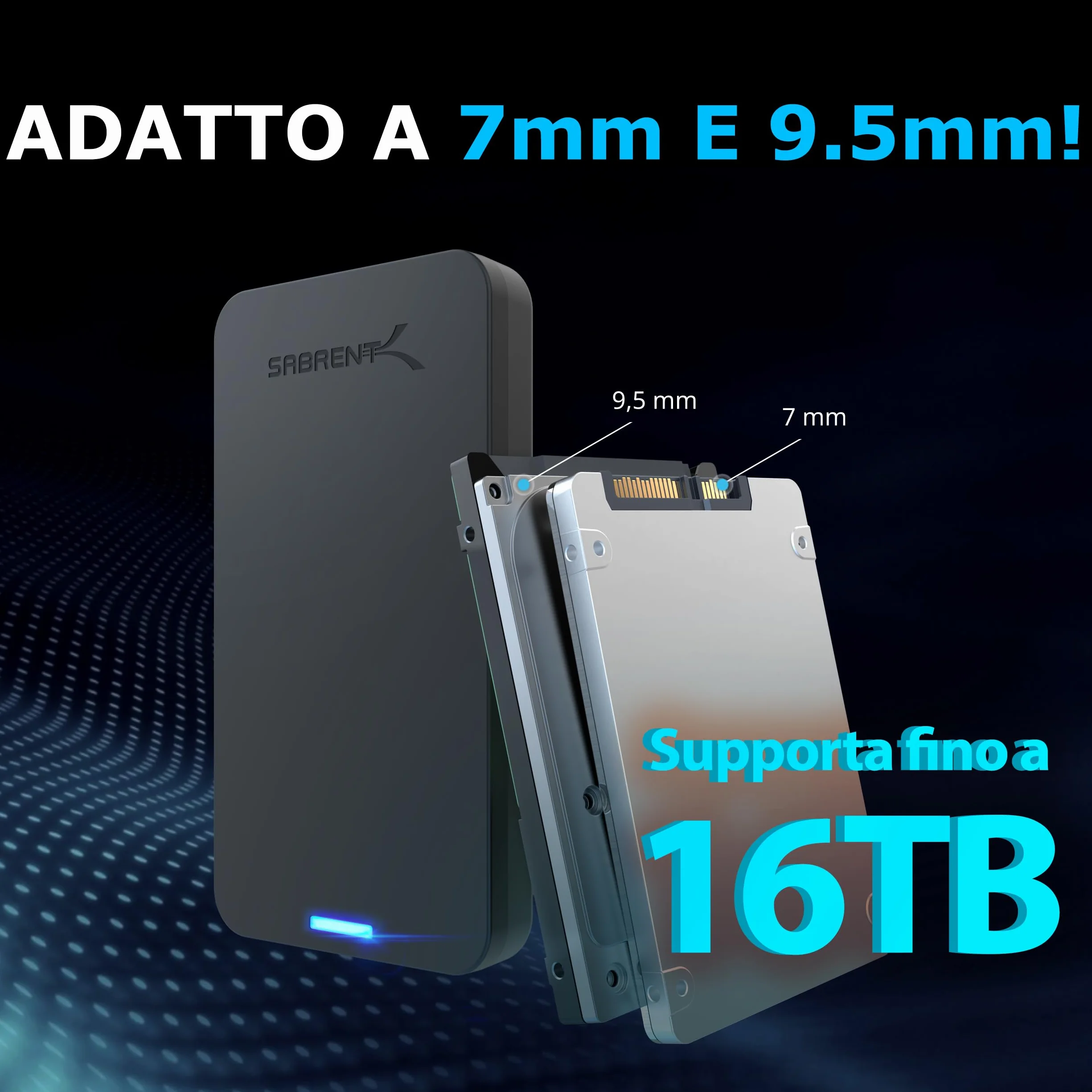 SABRENT Case SSD/HDD Hard Disk Esterno da SATA 2.5'' a USB 3.0 Gen 1, [Supporto UASP SATA III] Nero (EC-UASP)