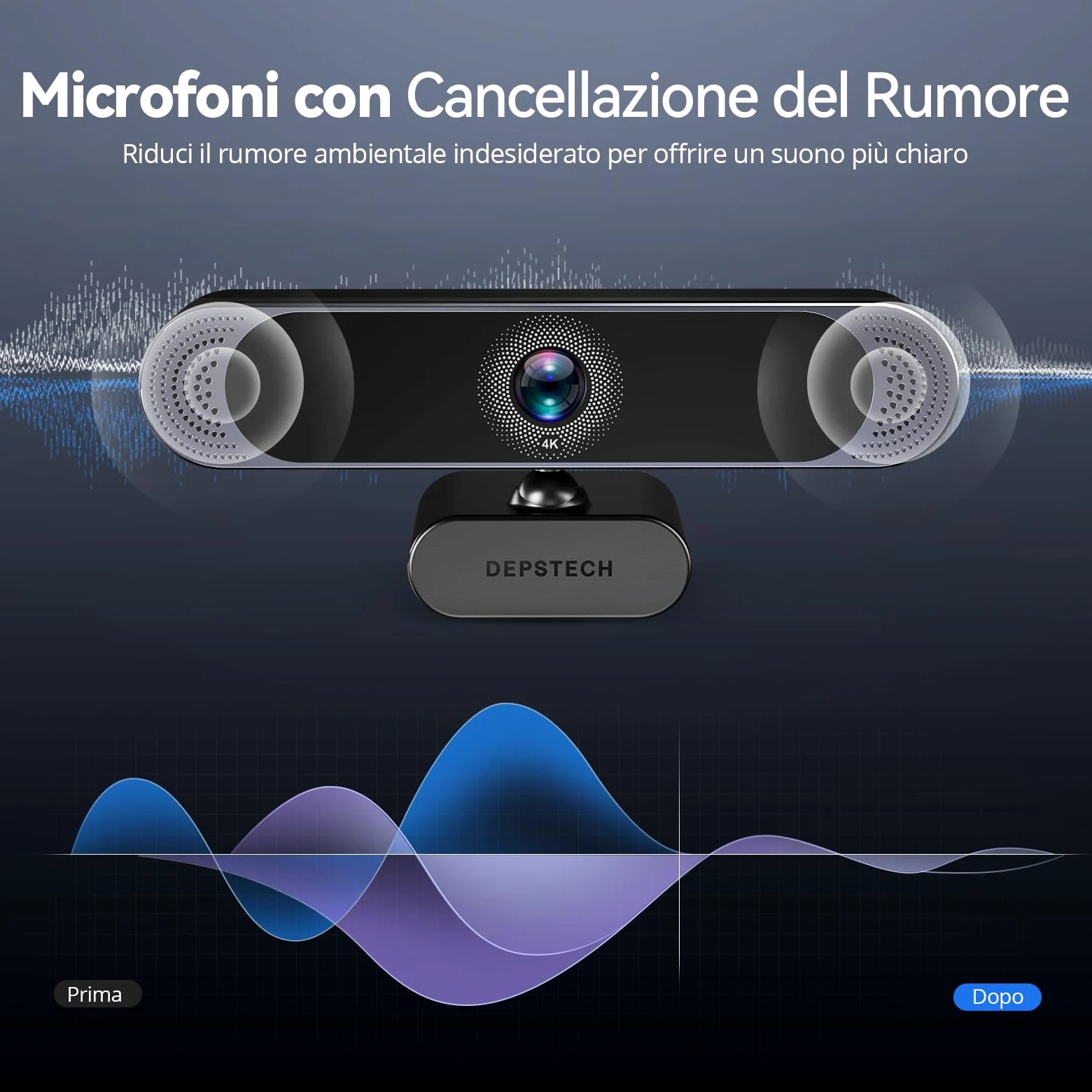 DEPSTECH DW49 PRO, 4K Webcam PC con Microfono, Web Camera e Zoom Ottico 3X, Autofocus, Correzione Automatica Luminosità, Microfono Riduzione Rumore Compatibile con WhatsApp, Facebook, Twitter, PC, Mac
