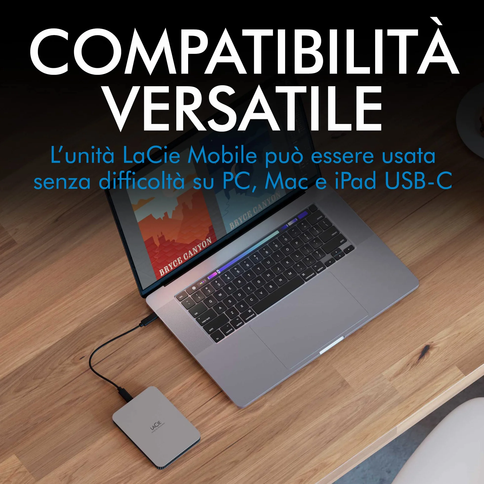 LaCie Mobile Drive 1TB, Hard disk esterno portatile, per PC Mac iPad & iPhone, Data Rescue Service (STLP1000400)