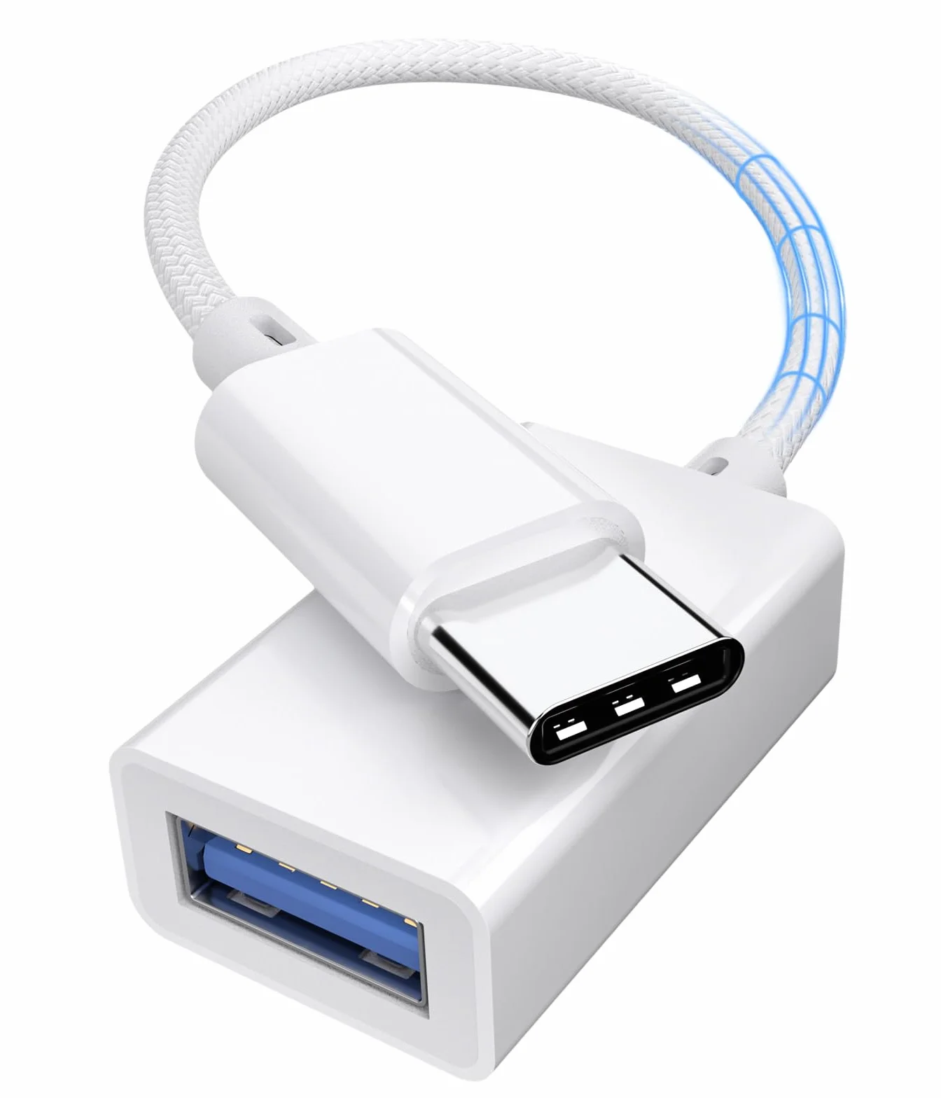 Adattatore USB C a USB 3.0 Convertitore Cavo USB OTG, 5Gbps ad Alta Velocità, per Portatile Tablet Cellulare, Compatibile con MacBook iPhone 17/16/15 iPad Samsung Galaxy S25 S24 S23 A56 A16, Bianco