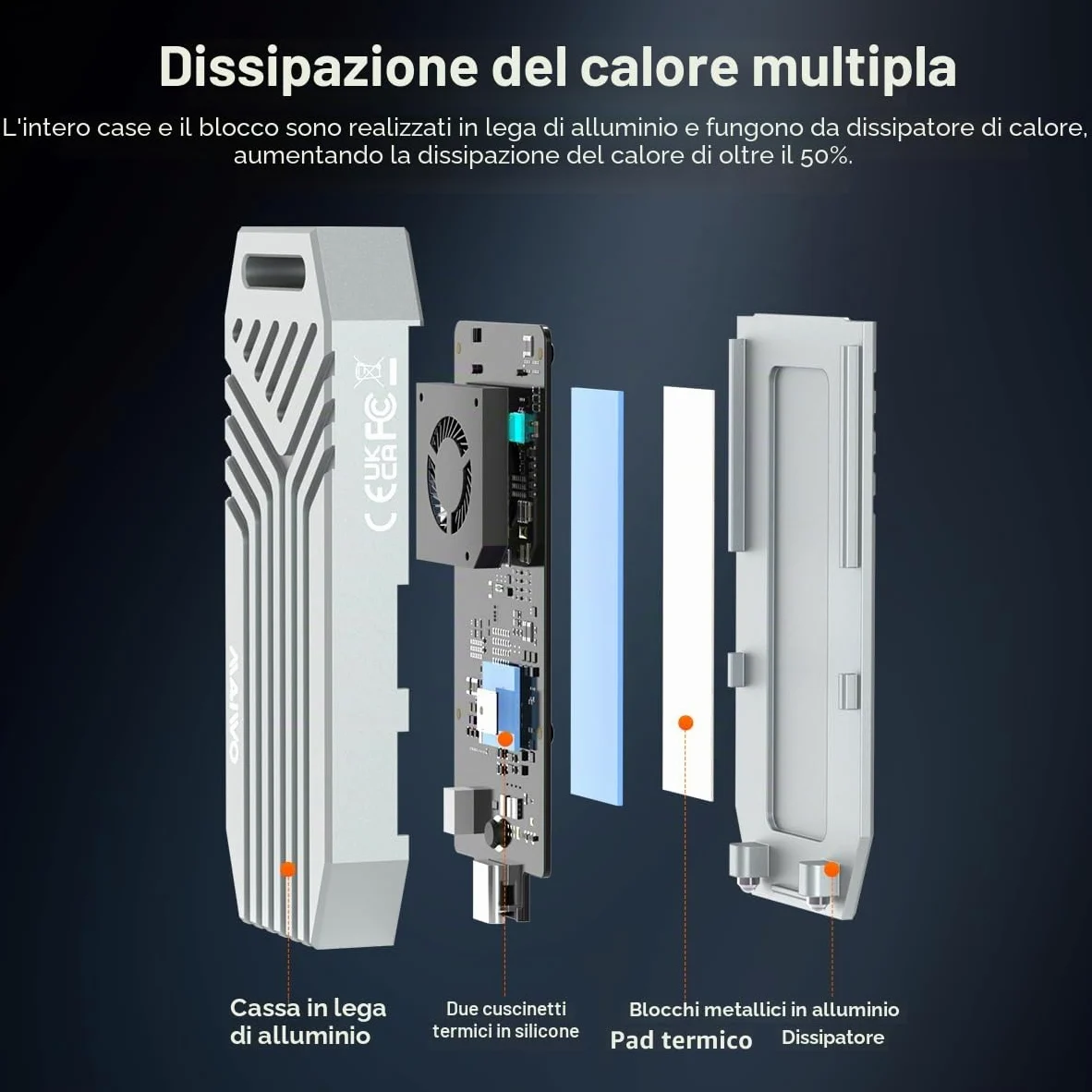 MAIWO Alloggiamento SSD M.2 NVMe con ventola di raffreddamento USB4 40Gbps con UASP Trim, capacità 8 TB, senza attrezzi, compatibile con Thunderbolt3/4 USB3.0/2.0
