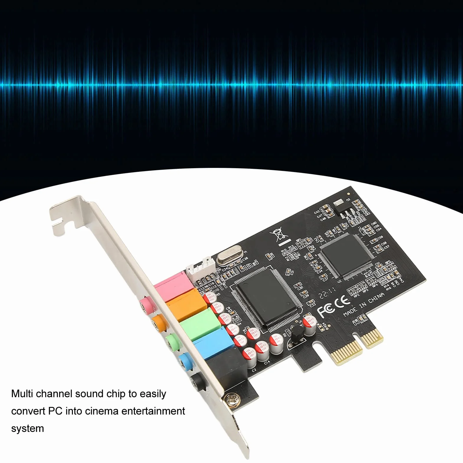 Scheda Audio PCI Express 5.1 per Computer - Audio Surround a 6 Canali, 24 Bit 48 KHz, Interna per Giochi 3D e Home Theater