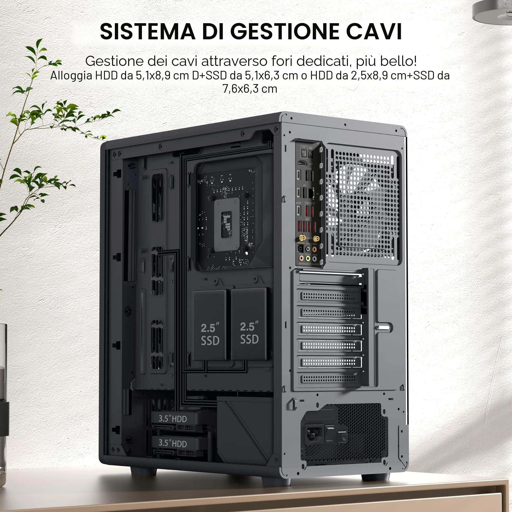 FOIFKIN K6 Case PC ATX con 6 Ventole PWM ARGB-(3 x 140 mm e 3 x 120 mm), Case PC Mid-Tower in Mesh, Alto flusso d'aria, Supporto RAD 240 mm, Case ATX Nero, Case PC Gaming, Type-C (Nero, K6)