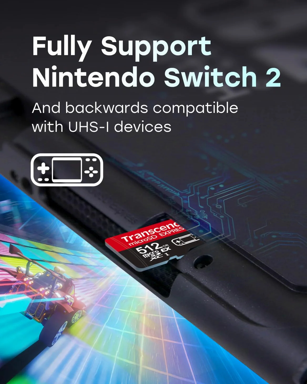 Transcend Scheda microSD Express da 256 GB, fino a 900 MB/s, per dispositivi Nintendo Switch 2/AR VR, scheda di memoria video 4K 8K UHD per ROG Ally/Steam Deck/MSI Claw/GoPro/Insta360/DJI/Drone/Camera