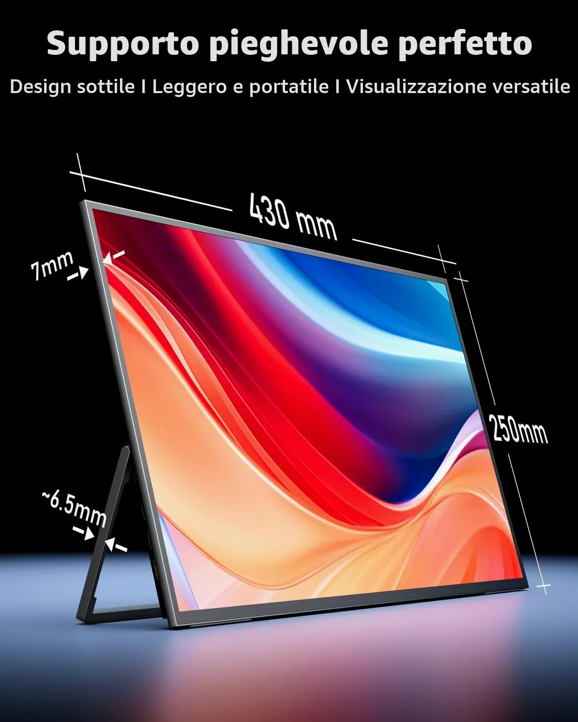 Yodoit Monitor portatile da 19" 4K a 144 Hz, UHD 3840x2160, IPS, secondo schermo esterno per laptop | Connettività USB-C e HDMI, altoparlanti integrati, con Smart Cover, per PC, Mac, PS3/4/5, Xbox