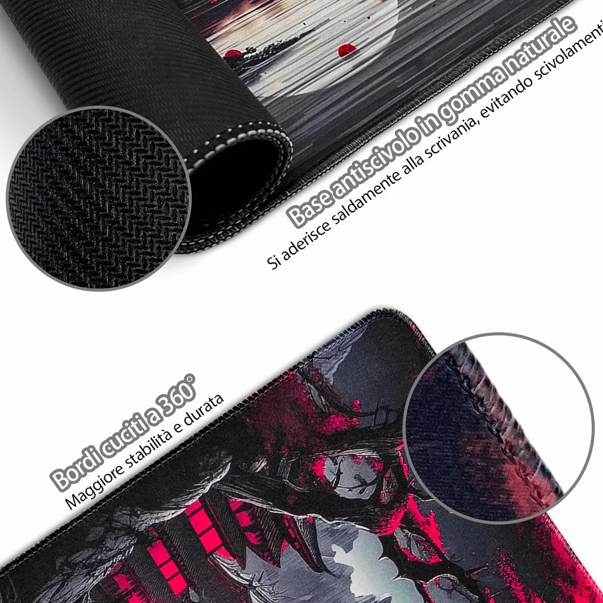 Zindoo Tappetino Mouse Gaming XXL 900x400x3mm Antiscivolo Precisione Nero Giapponese