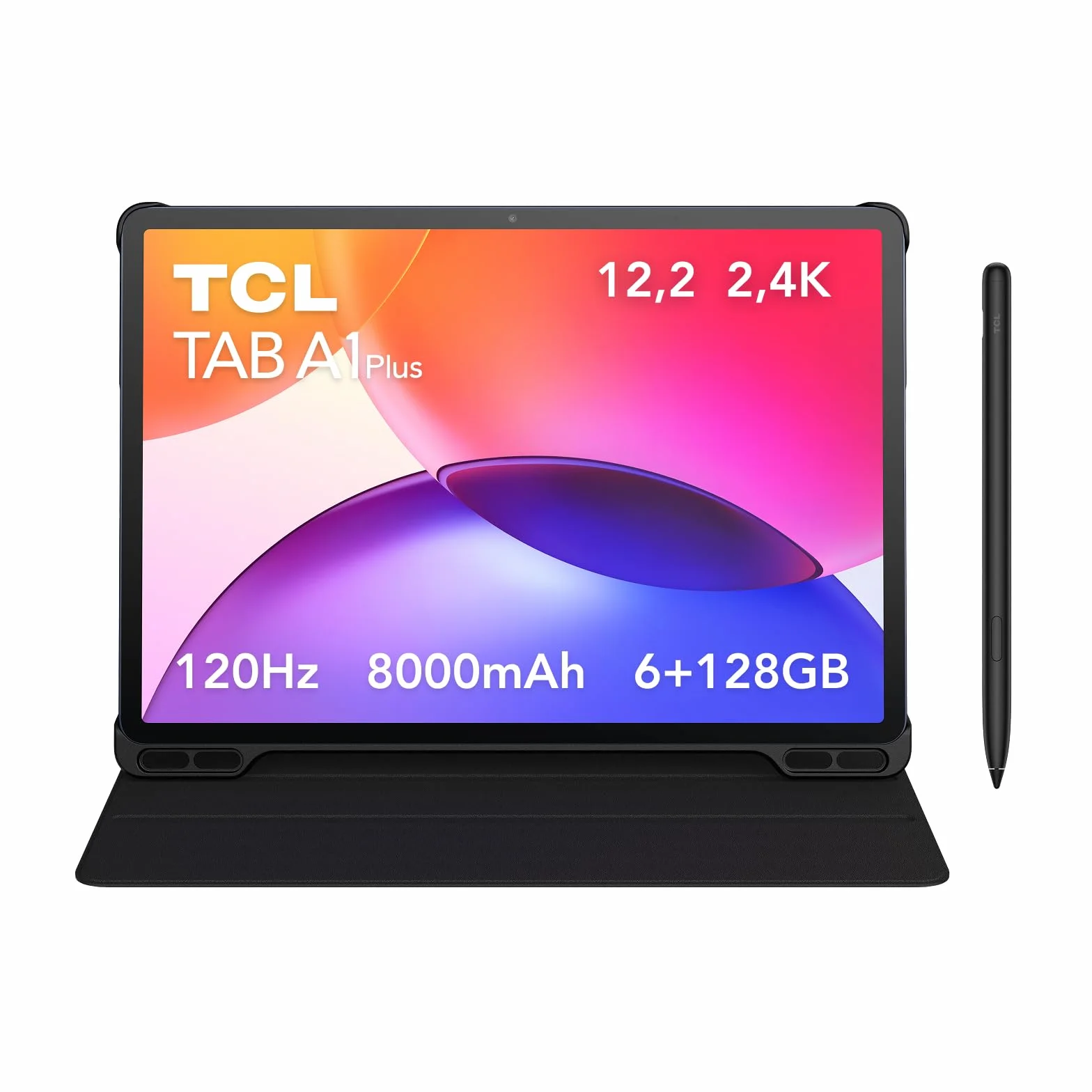 TCL TAB A1 Plus + Flipcase + Pen, 6GB+128GB, Display Immersivo 2.4K da 12,2" a 120 Hz, Processore Avanzato a 4 nm, Corpo in Metallo Sottile, Google Gemini, AI Toolbox, UI Intuitiva