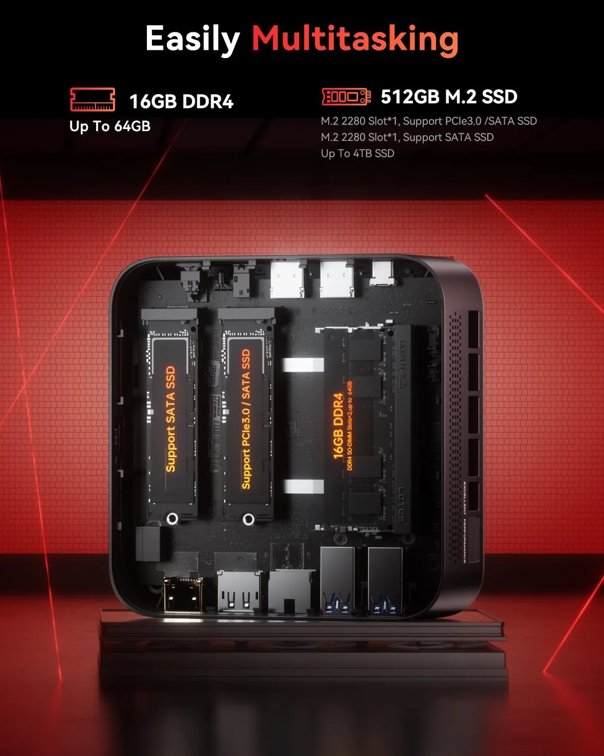 NiPoGi E3B Mini PC AMD Ryzen 5 7430U 16GB RAM 512GB SSD WiFi 6 BT 5.2 4K Triplo Display VESA