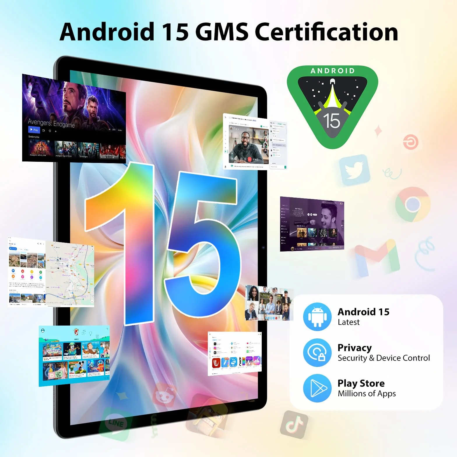 2025 2K Tablet 11 Pollici con Android 15, 36GB RAM+512GB ROM, 4G SIM LTE+5G WiFi, 2000 * 1200, Octa Core, 13MP+8MP, WidevineL1/9580mAh/BT5.0/OTG/GPS-Tablet in offerta con tastiera(Grigio)