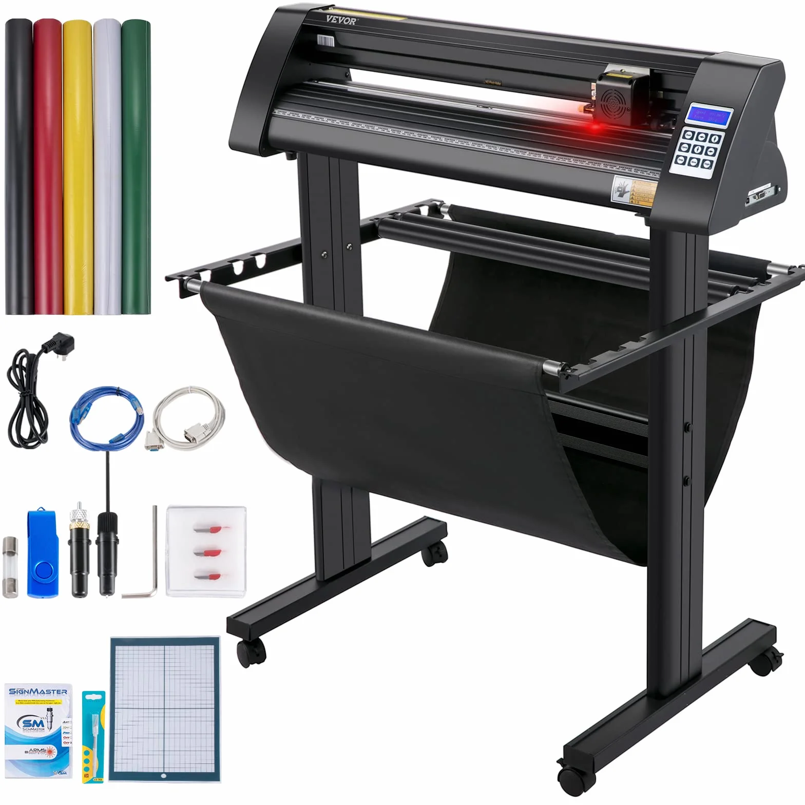 VEVOR Plotter da Taglio Vinile Semiautomatica con Luce Guida a LED, KH-870A 870 mm 95 W Taglierina per Plotter Vinile Signmaster per Adesivi per Auto, Segnali Stradali, Palloncini, Caschi, ecc.