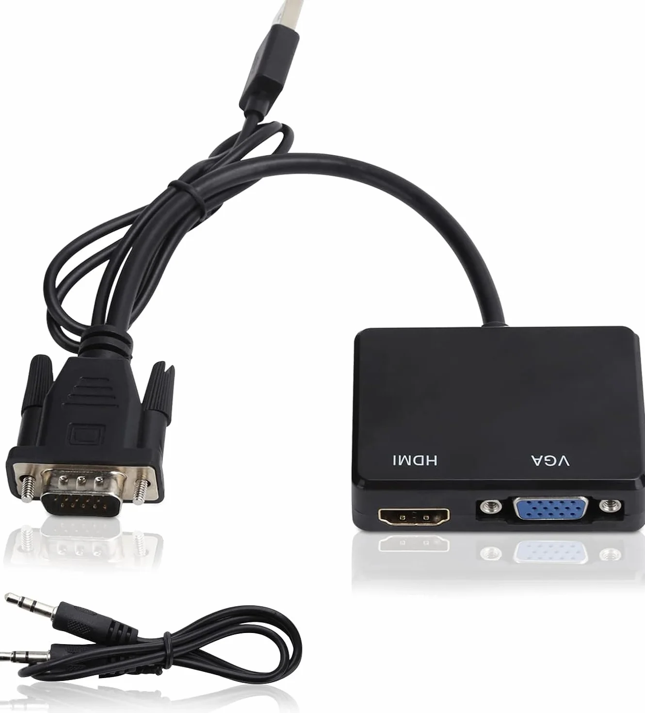 Agatige Adattatore da VGA a HDMI, Interfaccia Adattatore da VGA a HDMI 1080p (1 in 2 out) Convertitore Splitter di Alta Definizione per PC Proiettore del Computer HDTV(Nero)