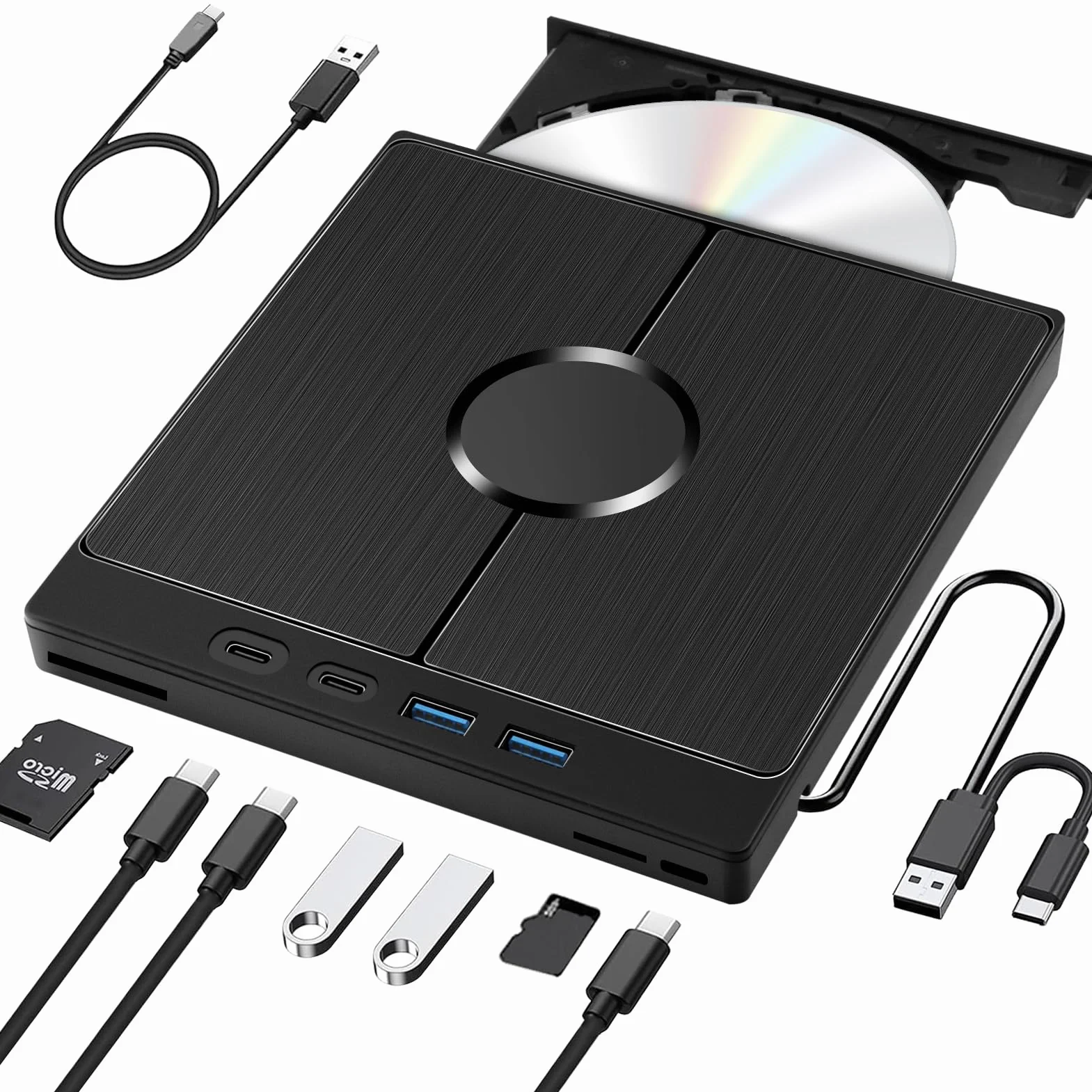 Lettore Masterizzatore CD DVD Esterno per PC Portatile,Lettore DVD Esterno con SD/TF,per laptop,PC,per MacBook,per Windows 11/10/8/7/XP/OSX/Linux