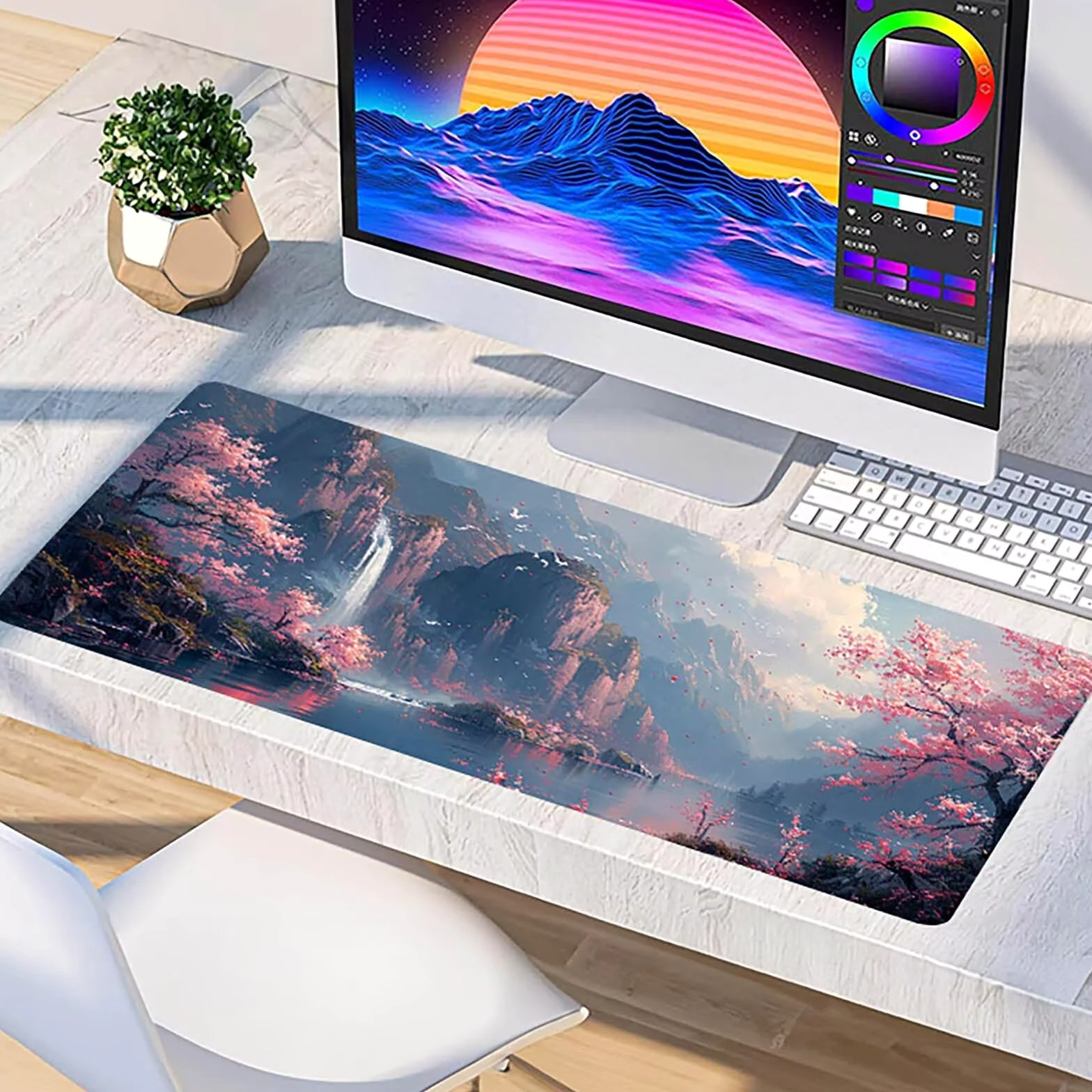 Tappetino Mouse XXL 1500 x 800 mm, Tappetino Mouse Albero, Gaming Mousepad Migliorare la Velocità e la Precisione, Mouse Pad con Base in Gomma Antiscivolo, Ufficio Accessori Gaming, Rosa 4-1521