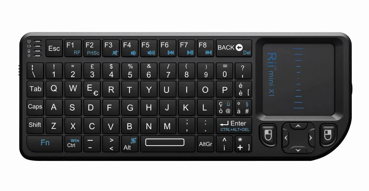 Rii Mini X1 Wireless (layout ITALIANO) - tastiera con mouse touchpad per Smart TV, Mini PC, HTPC, Console, Computer