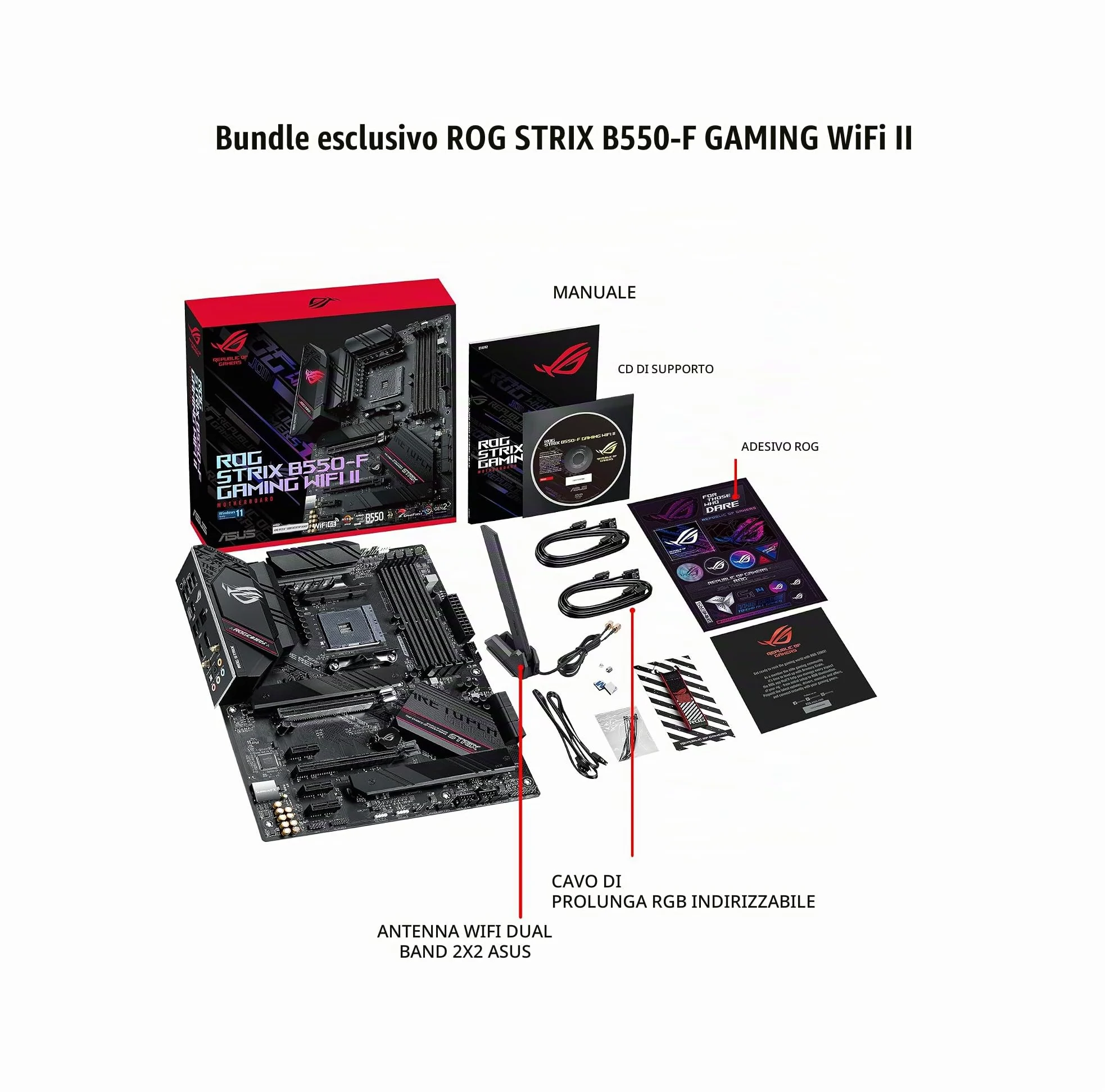 Asus ROG Strix B550-F Gaming WiFi II AMD AM4 (3a generazione Ryzen) ATX Gaming Scheda madre (PCIe 4.0, WiFi 6E, 2.5Gb LAN, BIOS Flashback, HDMI 2.1, intestazione RGB indirizzabile Gen 2 e Aura Sync)
