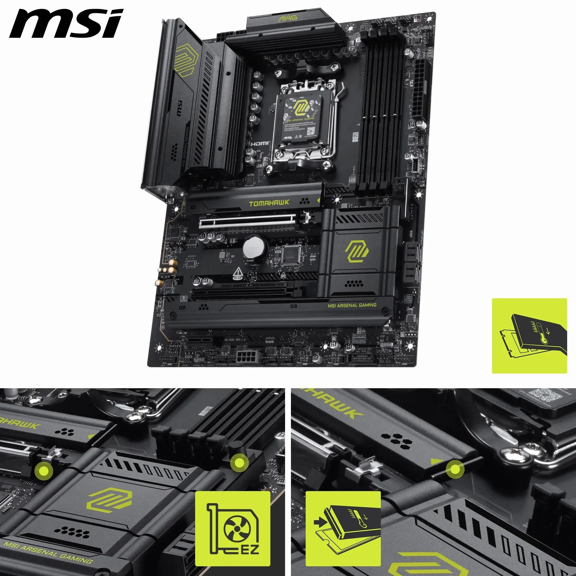 MSI MAG B850 TOMAHAWK WIFI Scheda madre, ATX - Supporta processori AMD Ryzen 9000/8000/7000, AM5-80A SPS VRM, DDR5 Memory Boost 8200+ MT/s (OC), PCIe 5.0 x16, M.2 Gen5, Wi-Fi 7, 5G LAN