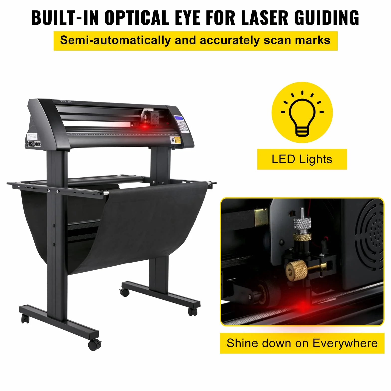 VEVOR Plotter da Taglio Vinile Semiautomatica con Luce Guida a LED, KH-870A 870 mm 95 W Taglierina per Plotter Vinile Signmaster per Adesivi per Auto, Segnali Stradali, Palloncini, Caschi, ecc.