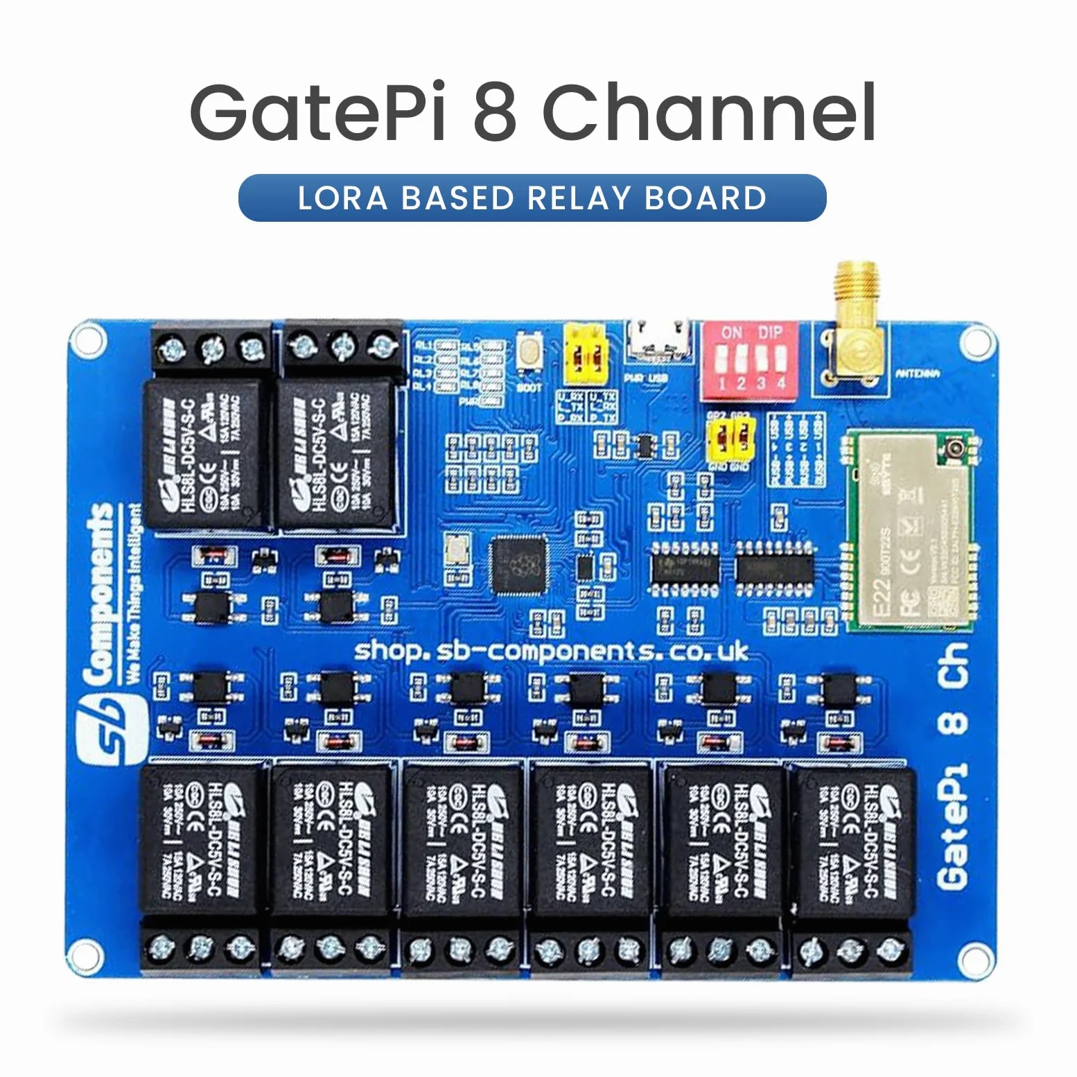 GatePi - Relè a 8 canali con modulo LoRa basato su Raspberry Pi 2040 Smart Data Transmission LoRa, trasmissione fino a 5 KM (868MHz)