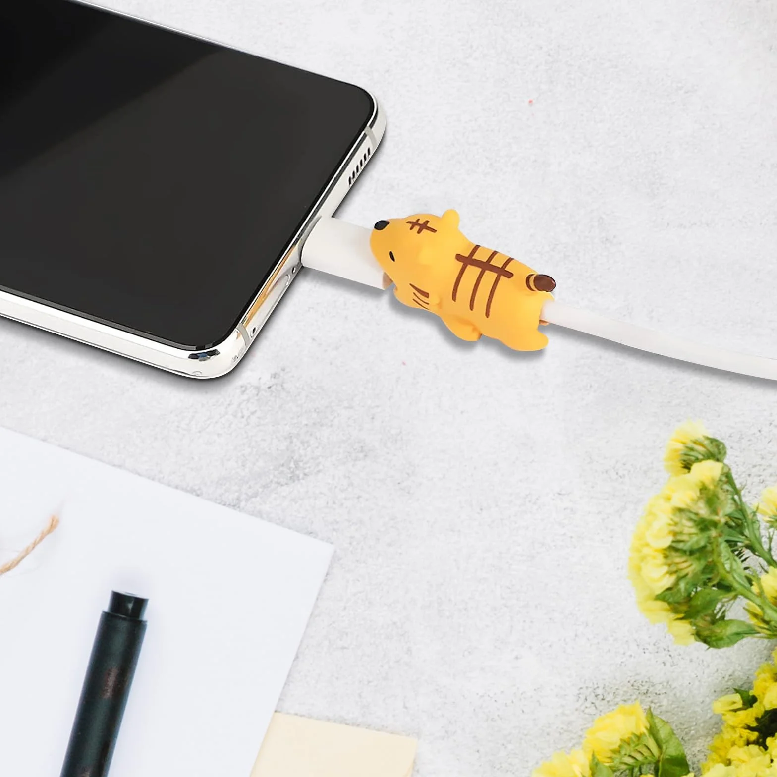 Simsky 15 Pezzi Salvacavo per Caricabatterie, Cable Protector, Confezione Mini Proteggi Cavo di Ricarica per Telefono Cellulare USB, Protezione Cavo Carica per Animali da Cartone Animato