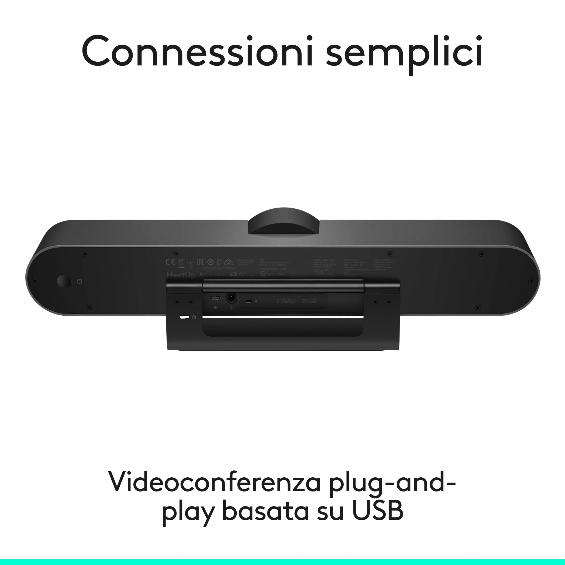 Logitech MeetUp Sistema di Videoconferenza, Ultra HD 4K/1080p/720p, 3 Microfoni/Altoparlanti Regolabili, Ampio Angolo di Visione di 120°, Compatibile con PC/Mac/Portatile/Macbook/Tablet - Nero, 4K