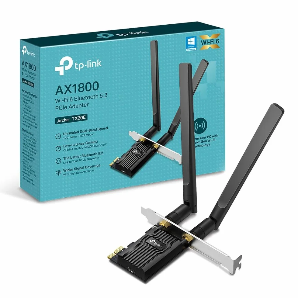 TP-Link Archer TX20E PCIe Adattatore WiFi 6 AX1800Mbps Bluetooth 5.2 Scheda di Rete per PC