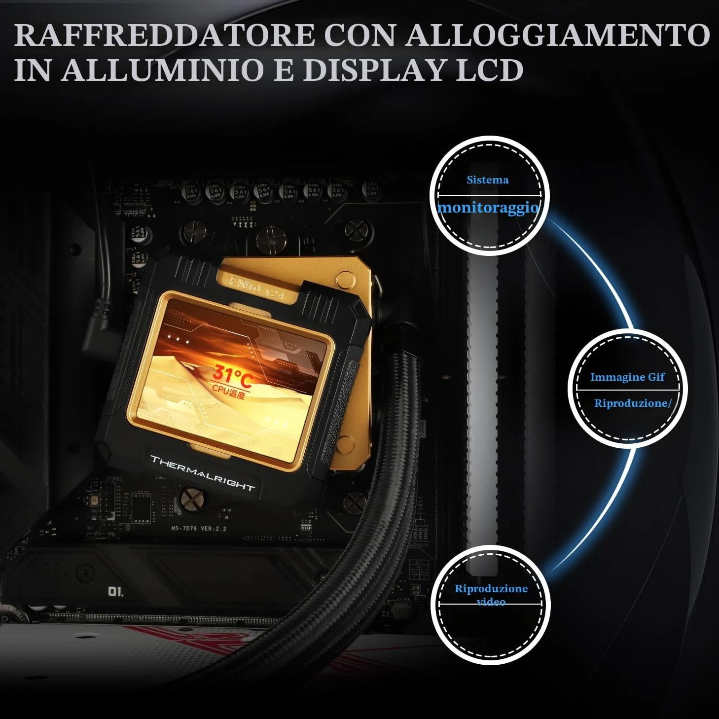 THERMALRIGHT FW 360 - Raffreddamento ad Acqua CPU Nero Con 3 Ventole PWM, Schermo LCD IPS 320 x 240, AIO 360, Liquido per AMD/Intel PC