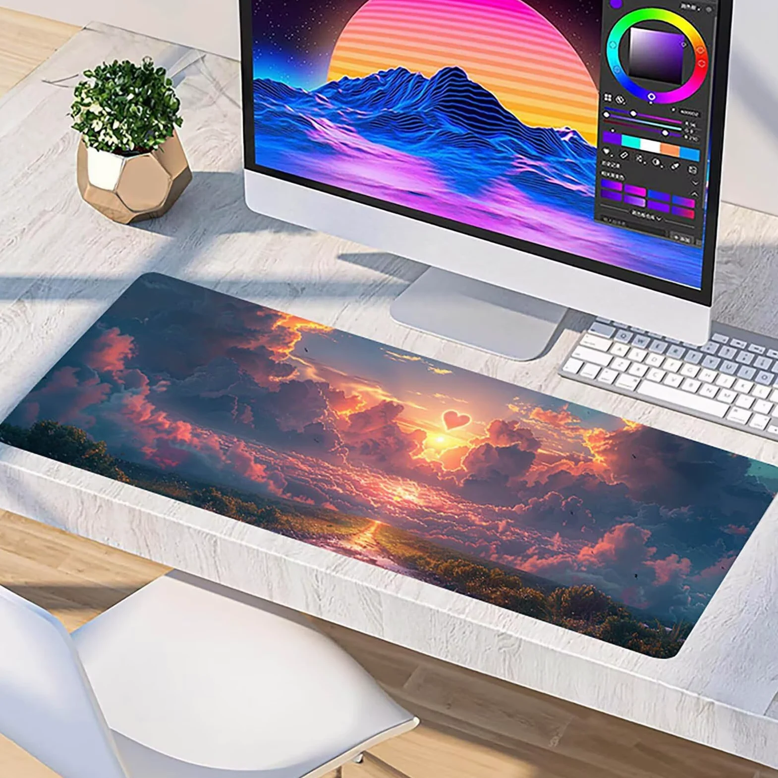 Tappetino Mouse XXL 1500 x 800 mm, Tappetino Mouse Nuvola, Gaming Mousepad Migliorare la Velocità e la Precisione, Mouse Pad con Base in Gomma Antiscivolo, Ufficio Accessori Gaming, Bianco 9-9153