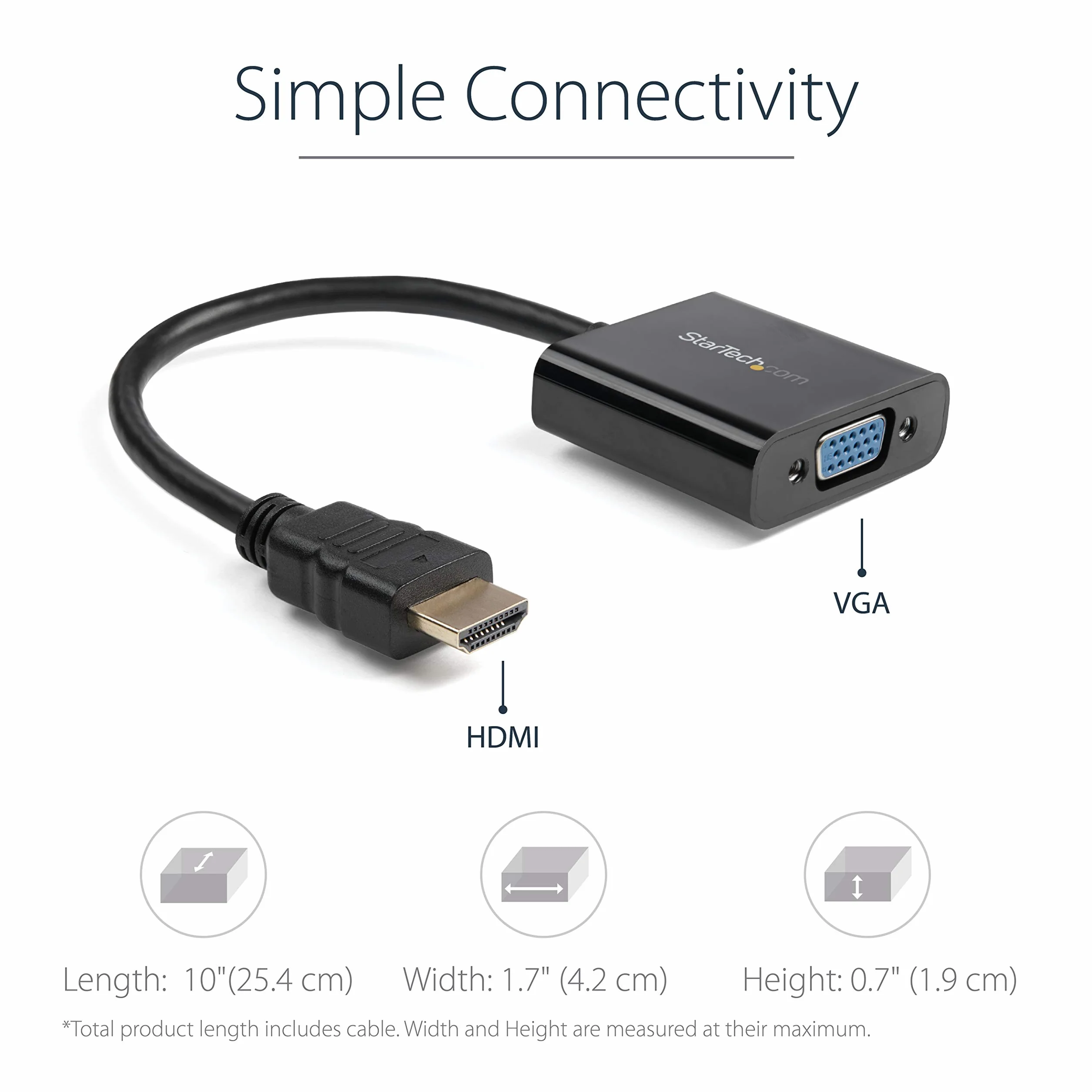 StarTech.com Adattatore HDMI a VGA - Convertitore HDMI a VGA per Portatili desktop/laptop/ultrabook - 1920 x 1080