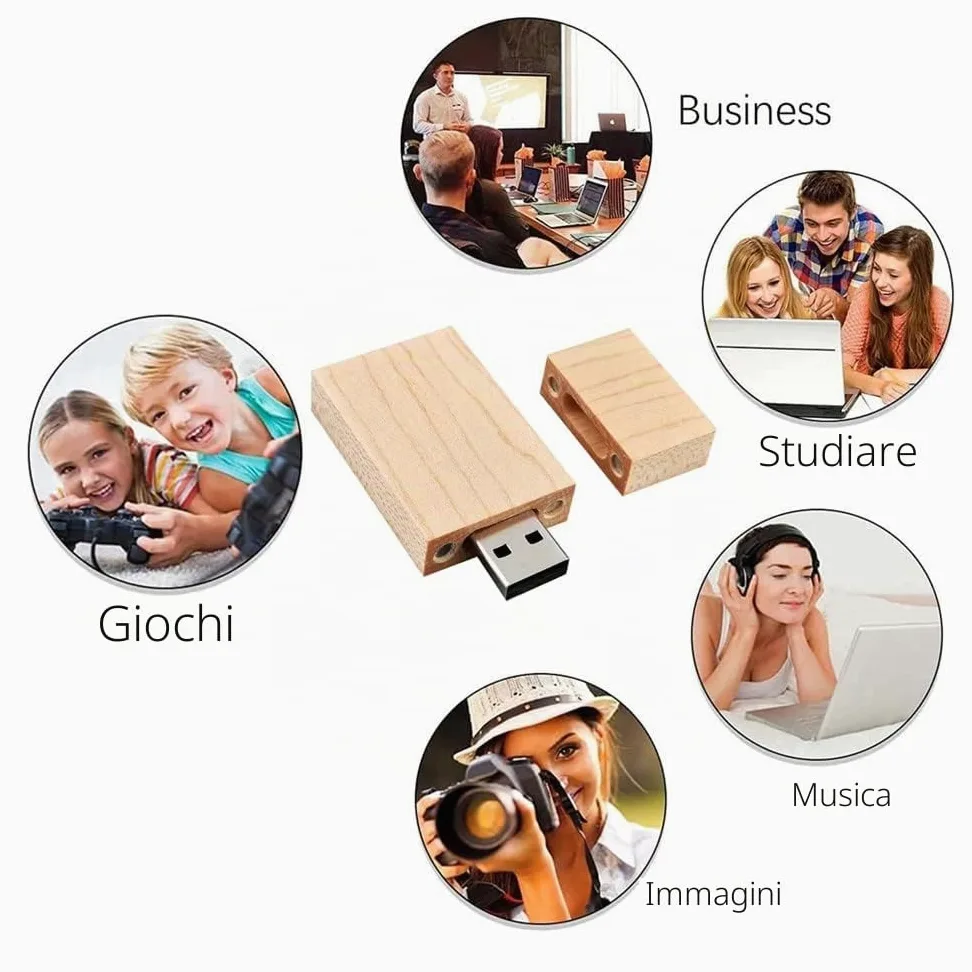 Confezione da 10 chiavette USB di memoria in legno, disco USB memory stick (2.0 16 GB, legno d'acero)