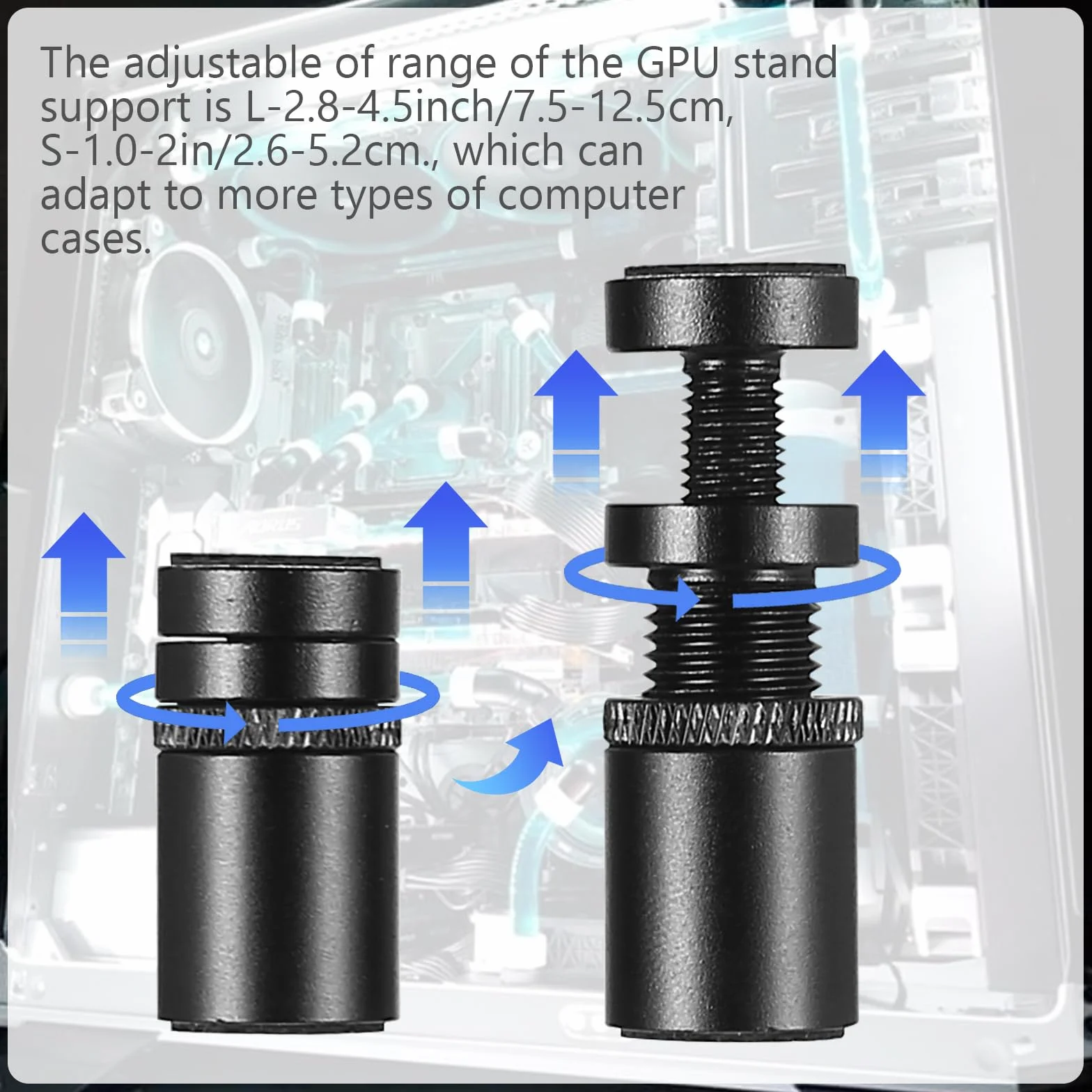 2 supporti GPU, supporto per schede grafiche regolabili con base magnetica, supporto in alluminio in due dimensioni 26-50 mm e 72-120 mm, supporto SAG per computer desktop. Supporto per scheda grafica